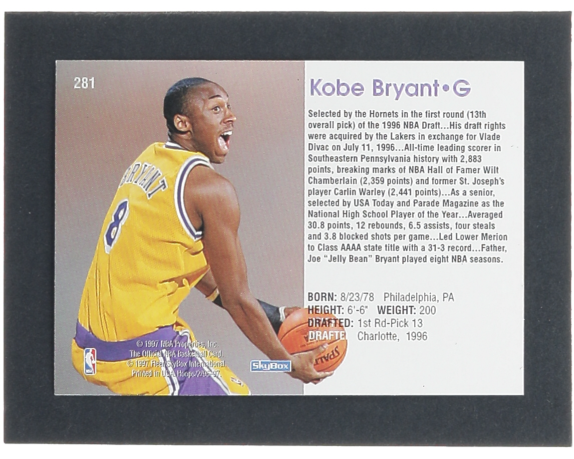 Kobe Bryant 1996-97 Hoops #281 RC at PristineAuction.com Kobe Bryant 1996-97 Hoops #281 RC at PristineAuction.com