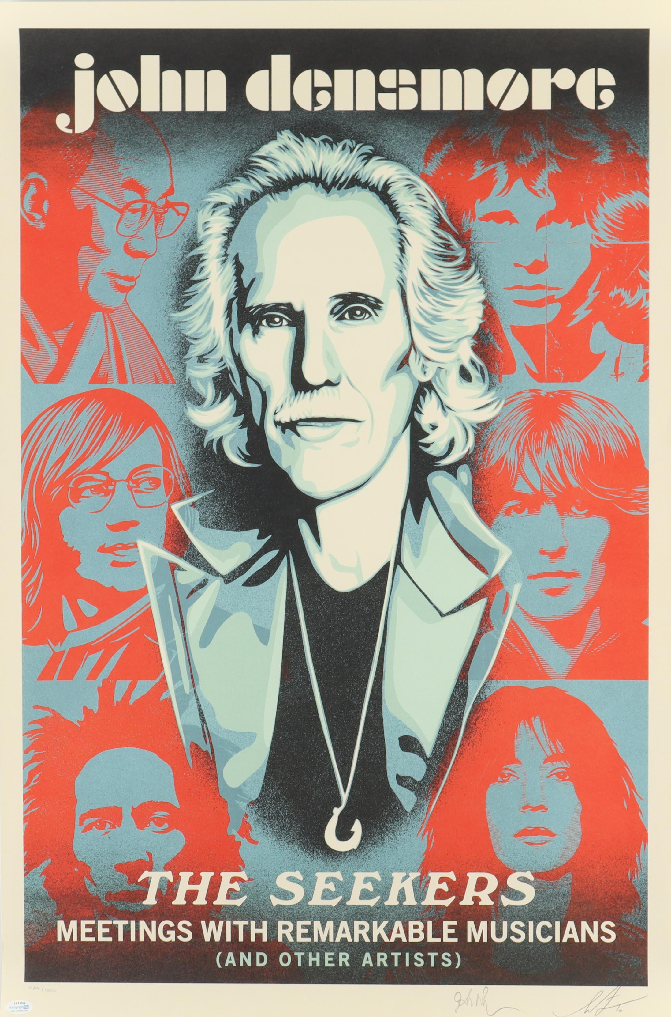 John Densmore and Shepard Fairey Signed "The Seekers" 24x36 LE Poster (ACOA) at PristineAuction.com John Densmore and Shepard Fairey Signed "The Seekers" 24x36 LE Poster (ACOA) at PristineAuction.com