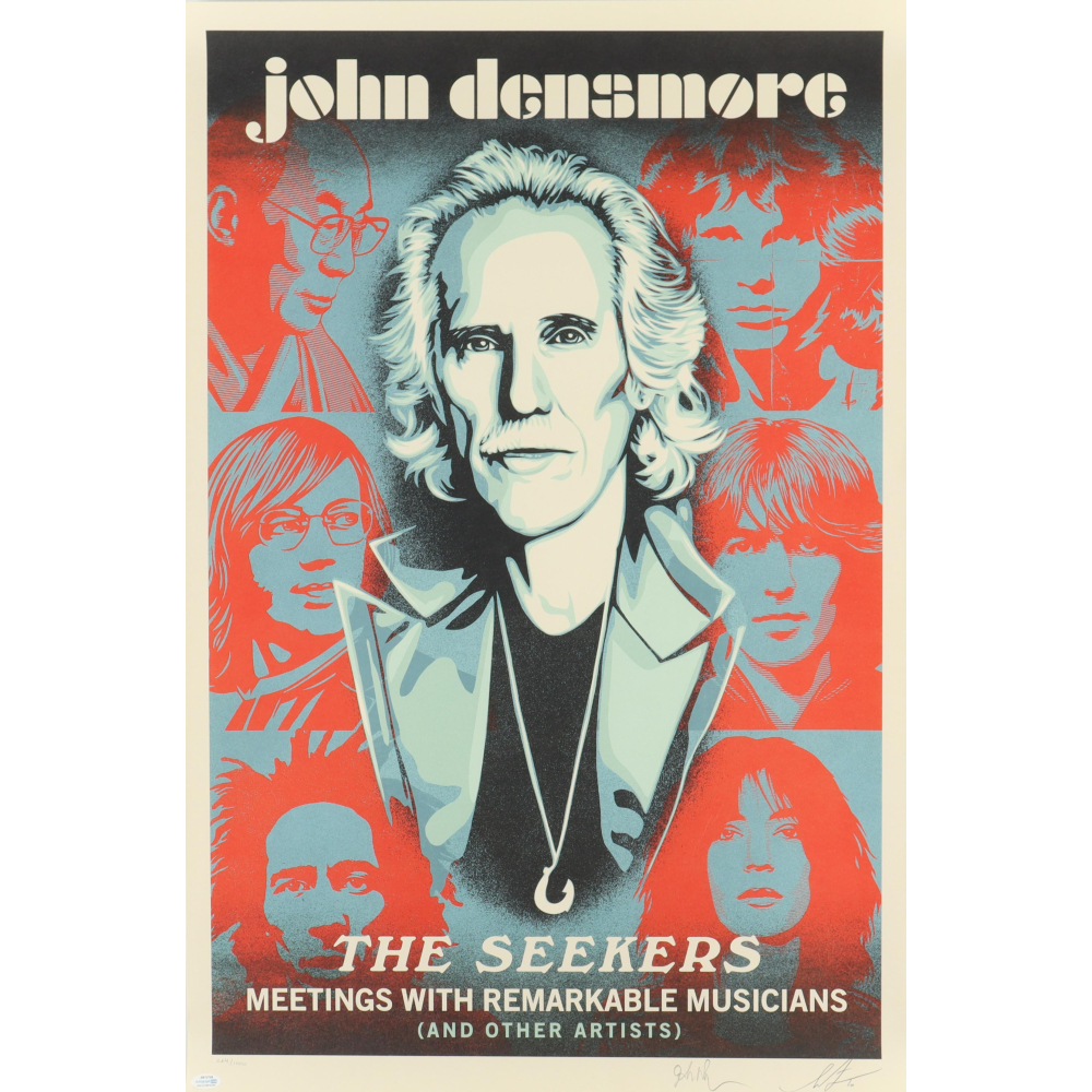 John Densmore and Shepard Fairey Signed "The Seekers" 24x36 LE Poster
