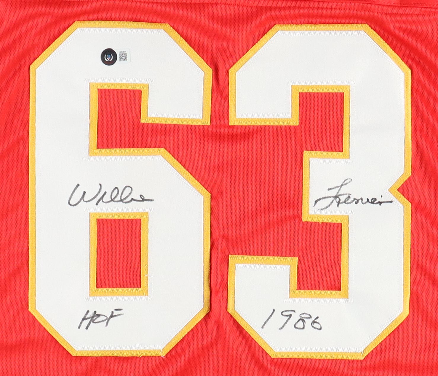 Willie Lanier Signed Jersey Inscribed "HOF 1986" (Beckett) at PristineAuction.com Willie Lanier Signed Jersey Inscribed "HOF 1986" (Beckett) at PristineAuction.com
