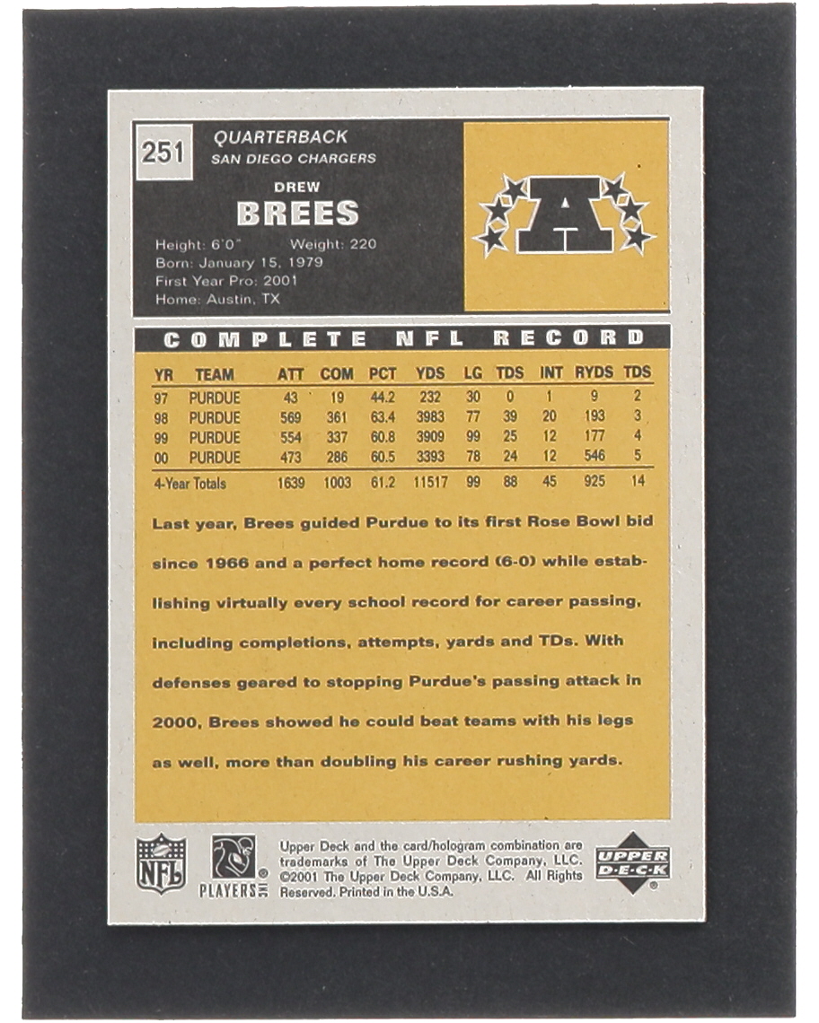 Drew Brees 2001 Upper Deck Vintage #251 RC at PristineAuction.com Drew Brees 2001 Upper Deck Vintage #251 RC at PristineAuction.com