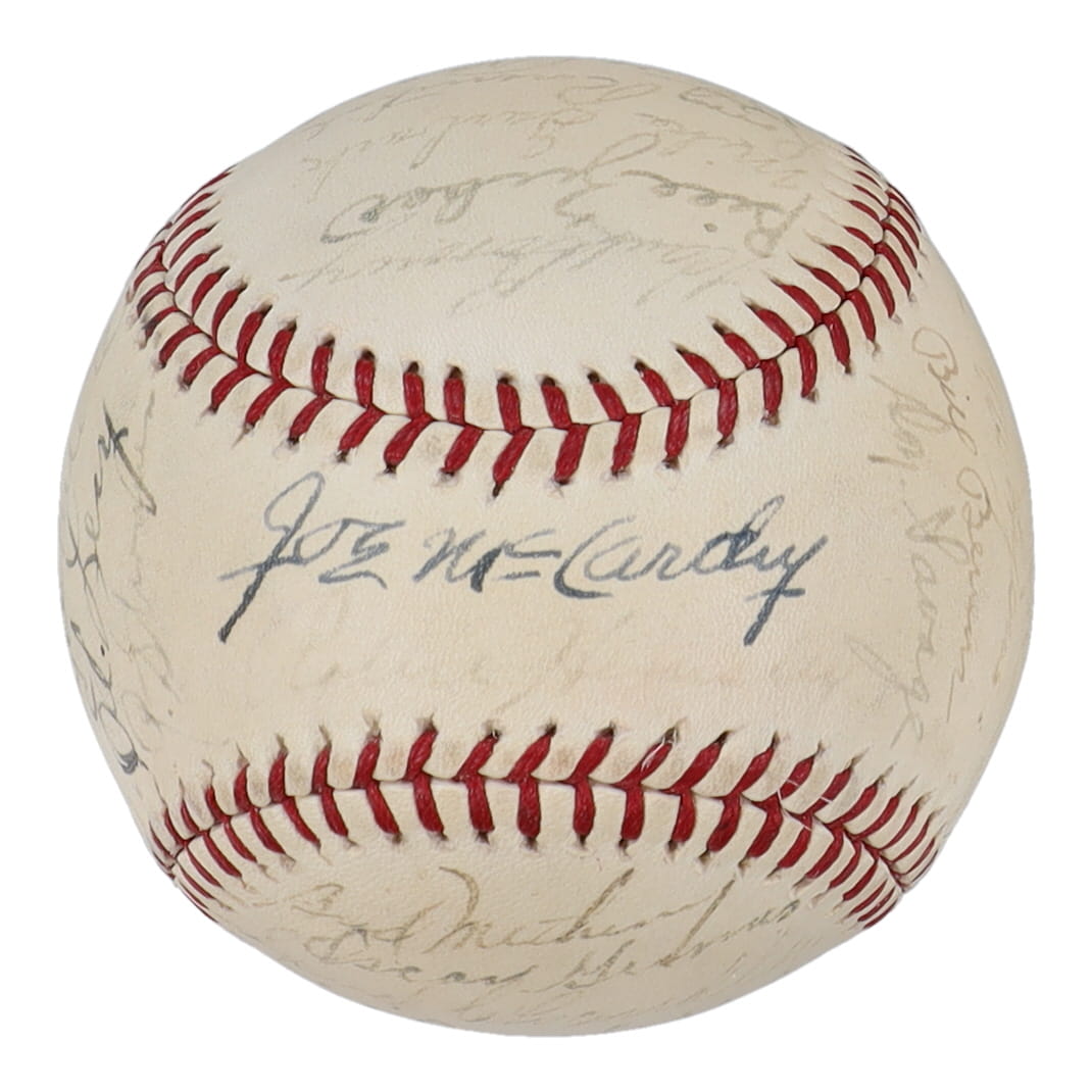 1944 Yankees OL Baseball Team-Signed by (30) with Bud Metheny, Mike Milosevich, Jim Turner, Johnny Lindell (PSA) at PristineAuction.com 1944 Yankees OL Baseball Team-Signed by (30) with Bud Metheny, Mike Milosevich, Jim Turner, Johnny Lindell (PSA) at PristineAuction.com