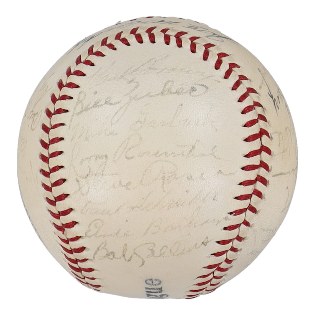 1944 Yankees OL Baseball Team-Signed by (30) with Bud Metheny, Mike Milosevich, Jim Turner, Johnny Lindell (PSA) at PristineAuction.com 1944 Yankees OL Baseball Team-Signed by (30) with Bud Metheny, Mike Milosevich, Jim Turner, Johnny Lindell (PSA) at PristineAuction.com