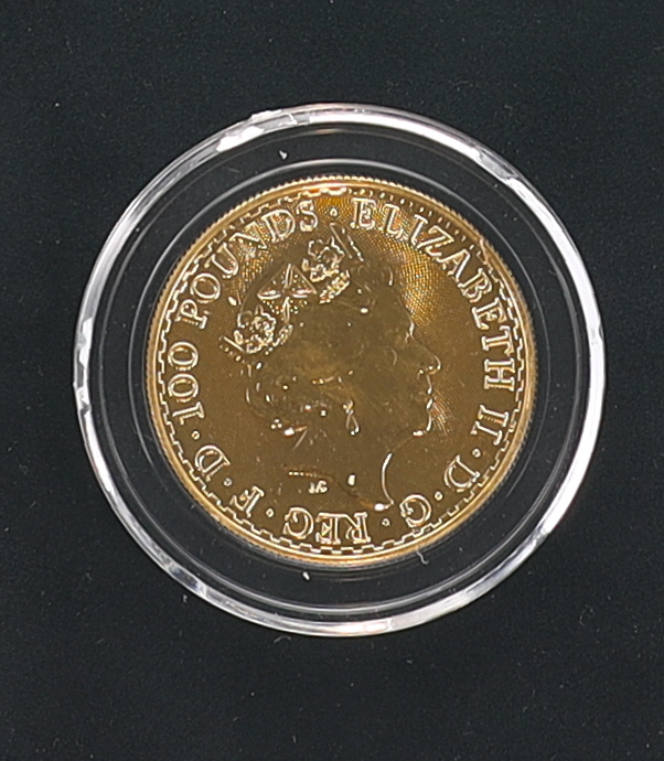 2023 The Royal Mint Britannia 100 Pounds 1 Oz .9999 Fine Gold Coin at PristineAuction.com 2023 The Royal Mint Britannia 100 Pounds 1 Oz .9999 Fine Gold Coin at PristineAuction.com