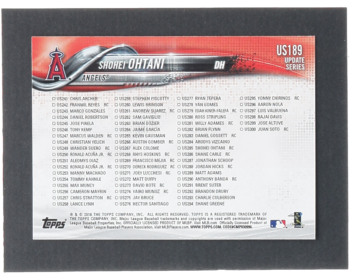 Shohei Ohtani 2018 Topps Update #US189 HL RC at PristineAuction.com Shohei Ohtani 2018 Topps Update #US189 HL RC at PristineAuction.com
