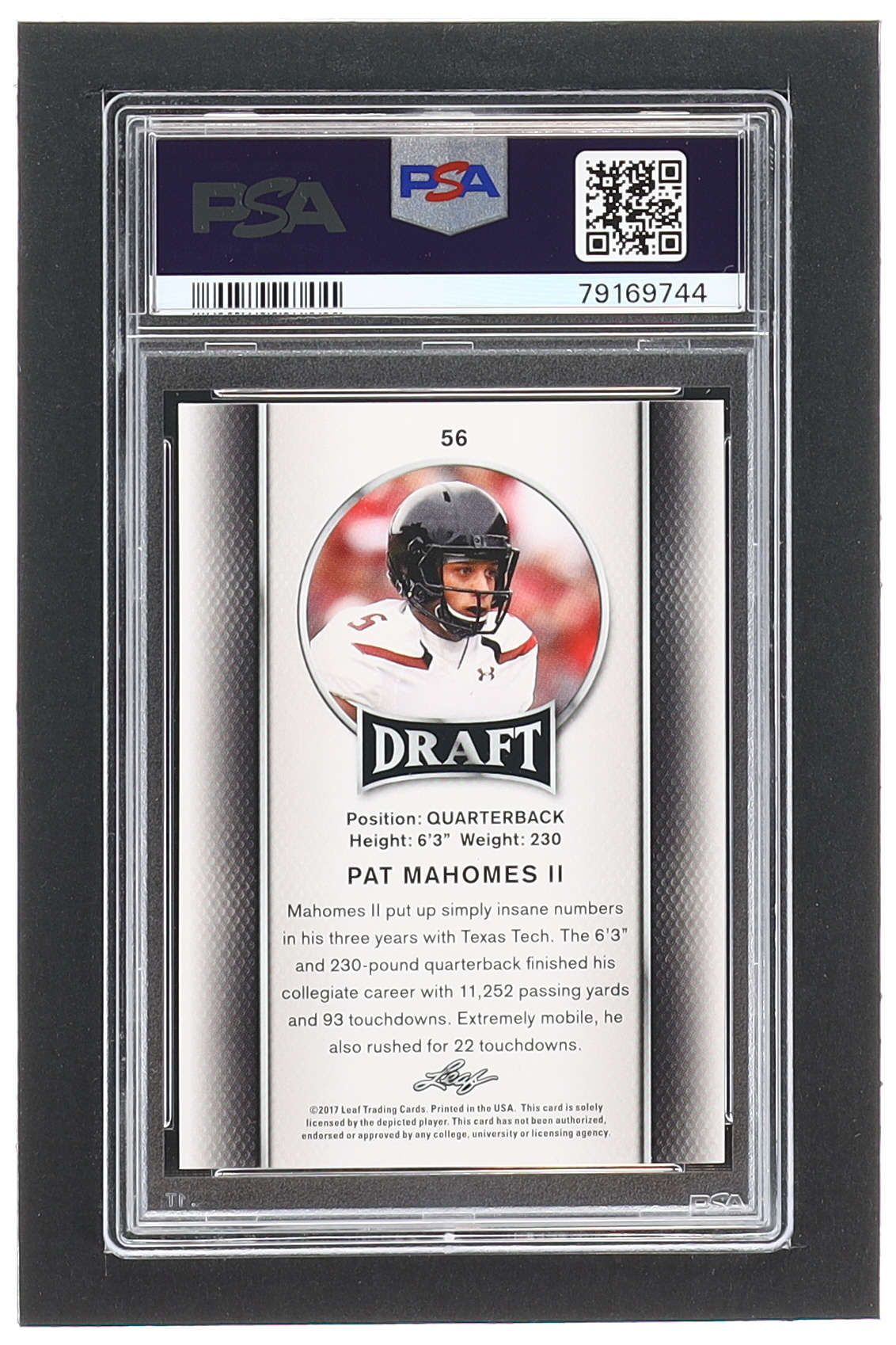 Patrick Mahomes II 2017 Leaf Draft #56 RC (PSA 10) at PristineAuction.com Patrick Mahomes II 2017 Leaf Draft #56 RC (PSA 10) at PristineAuction.com