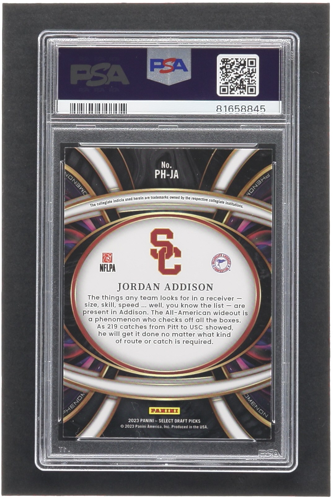 Jordan Addison 2023 Select Draft Picks Phenomenon #7 RC (PSA 10) at PristineAuction.com Jordan Addison 2023 Select Draft Picks Phenomenon #7 RC (PSA 10) at PristineAuction.com