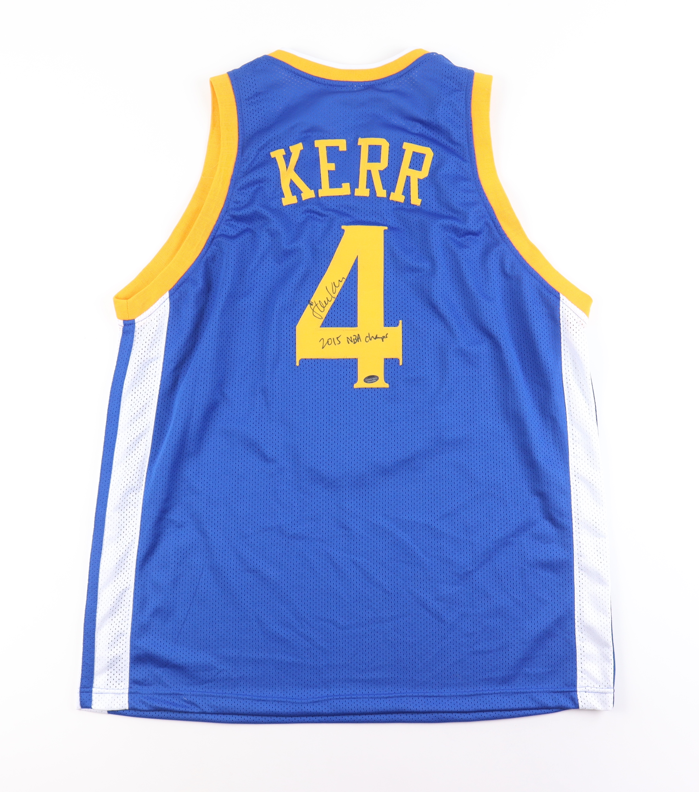 Steve Kerr Signed Jersey Inscribed "2015 NBA Champs" (Schwartz) at PristineAuction.com Steve Kerr Signed Jersey Inscribed "2015 NBA Champs" (Schwartz) at PristineAuction.com