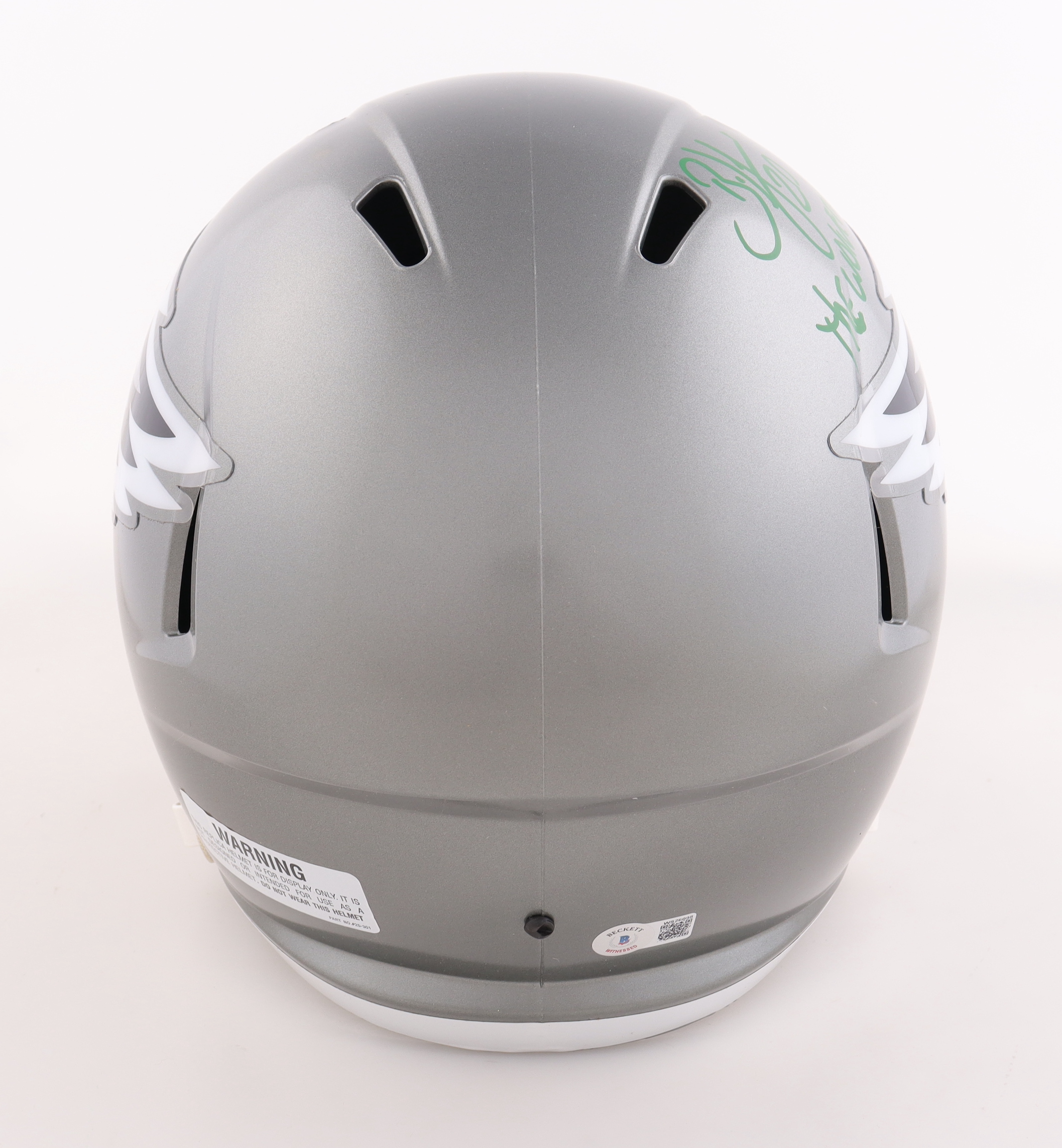 Brian Dawkins Signed Eagles Full-Size Flash Alternate Speed Helmet Inscribed "The Wolverine" (Beckett) at PristineAuction.com Brian Dawkins Signed Eagles Full-Size Flash Alternate Speed Helmet Inscribed "The Wolverine" (Beckett) at PristineAuction.com