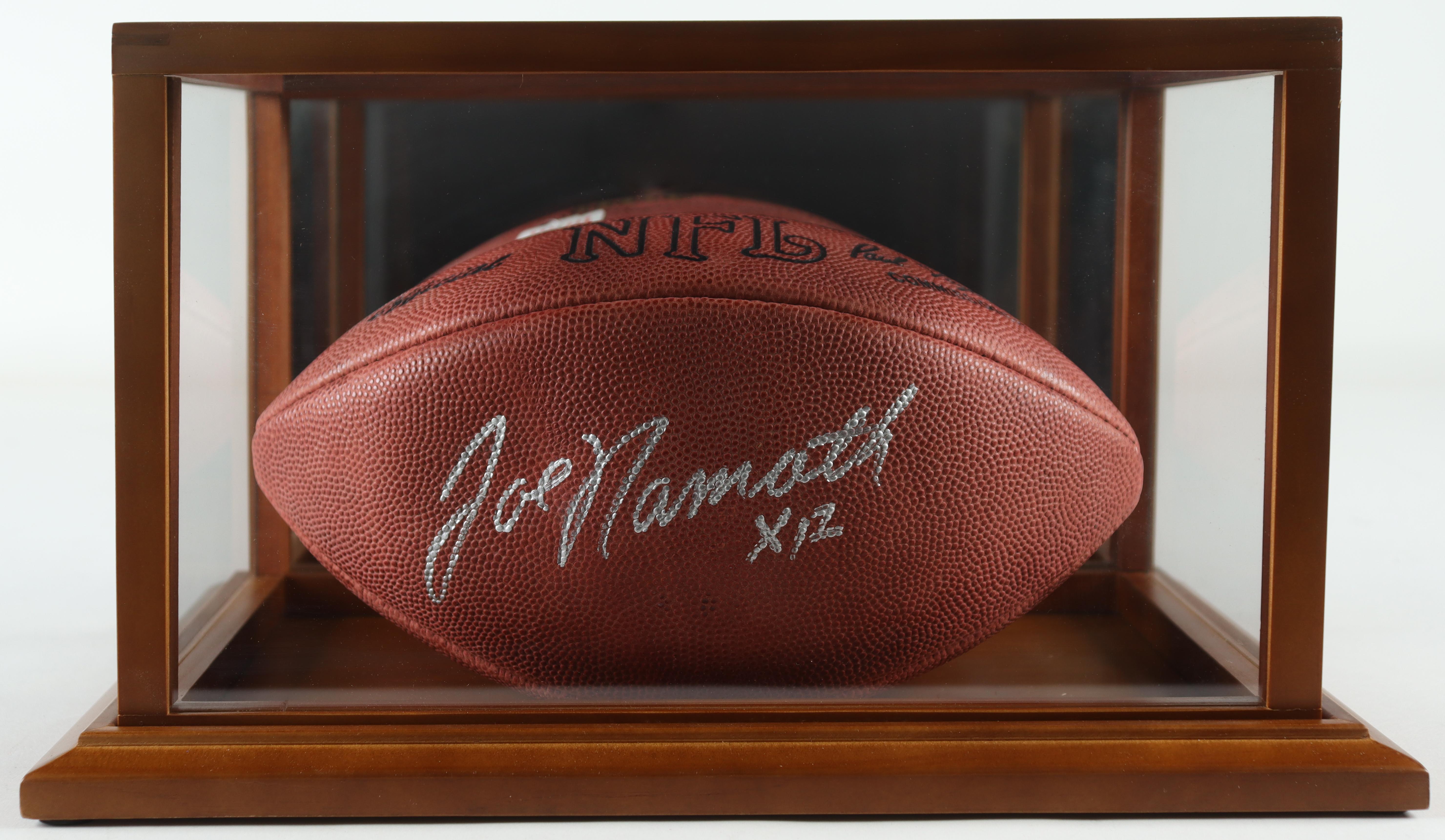 Joe Namath Signed NFL Leather Game Ball Football In Display Case (PSA) at PristineAuction.com Joe Namath Signed NFL Leather Game Ball Football In Display Case (PSA) at PristineAuction.com