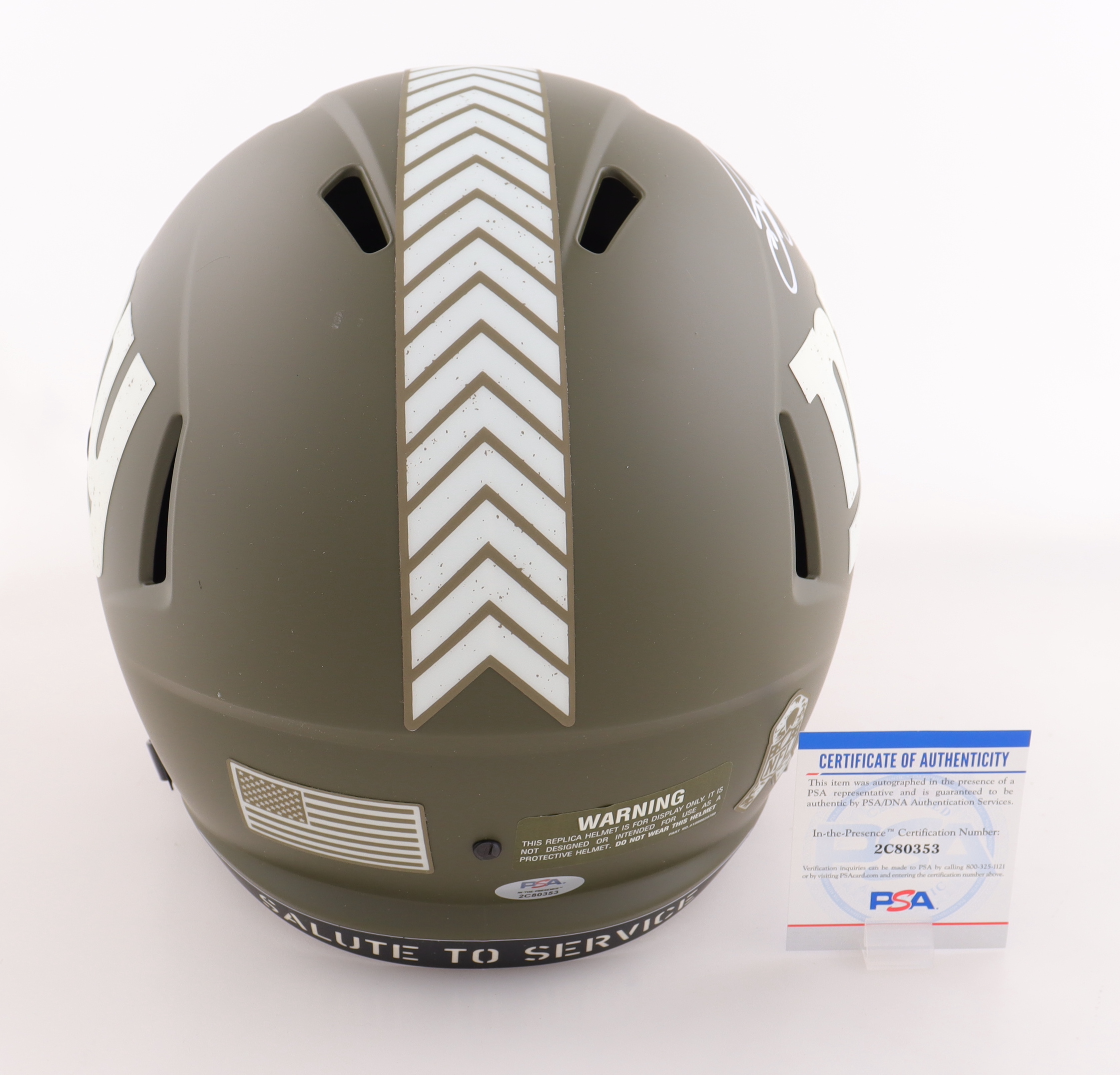 Saquon Barkley Signed Giants Full-Size Salute To Service Alternate Speed Helmet (PSA) at PristineAuction.com Saquon Barkley Signed Giants Full-Size Salute To Service Alternate Speed Helmet (PSA) at PristineAuction.com