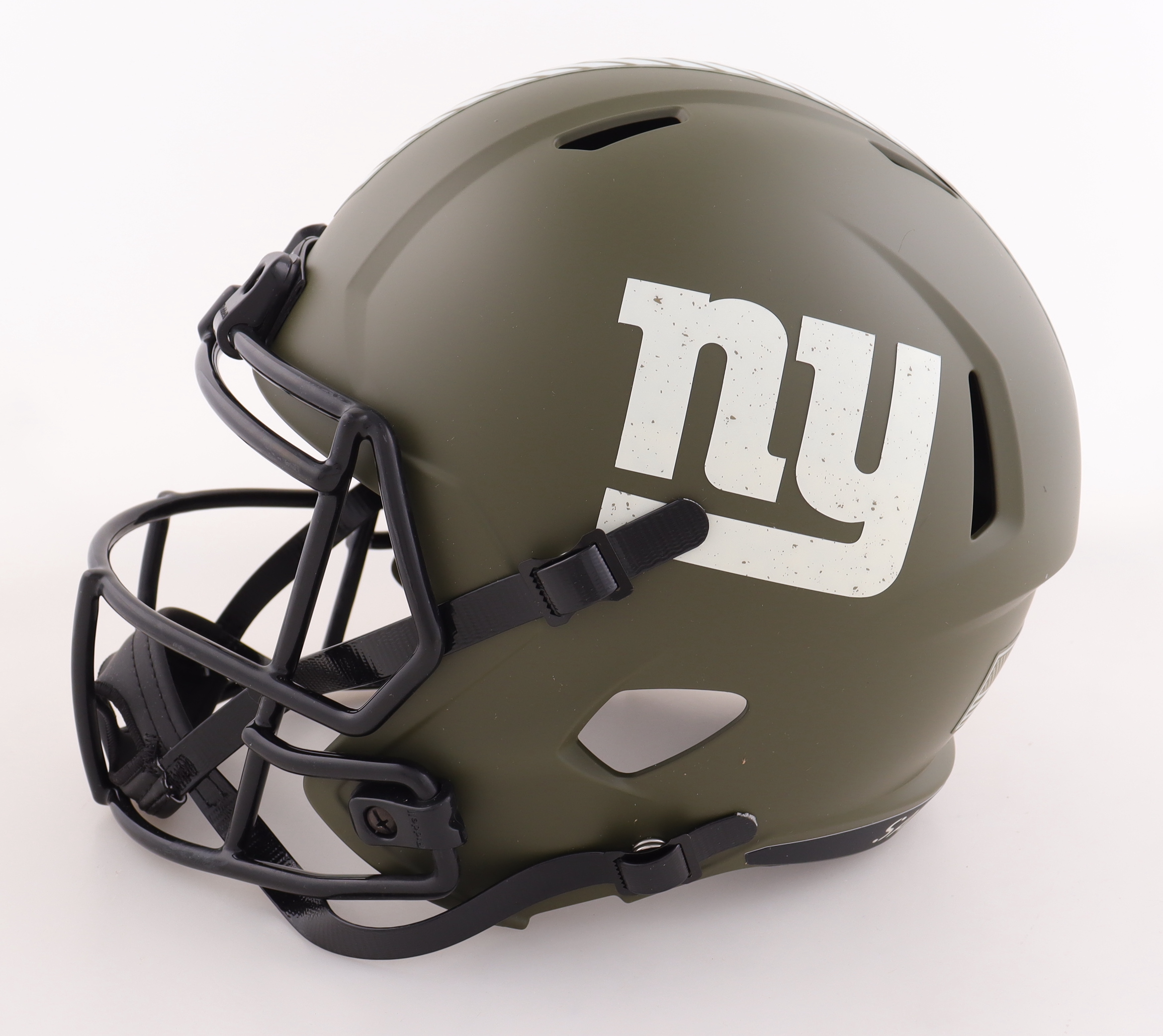 Saquon Barkley Signed Giants Full-Size Salute To Service Alternate Speed Helmet (PSA) at PristineAuction.com Saquon Barkley Signed Giants Full-Size Salute To Service Alternate Speed Helmet (PSA) at PristineAuction.com