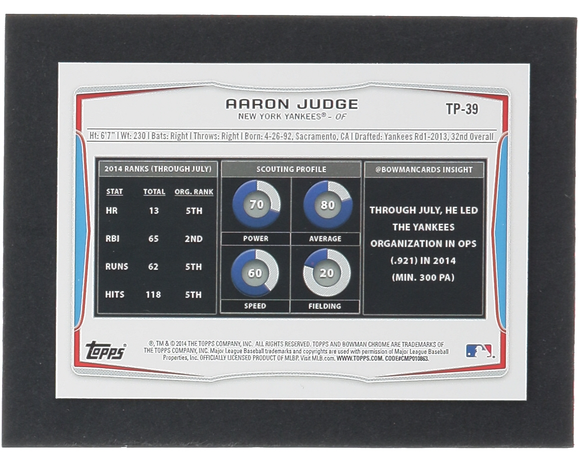 Aaron Judge 2014 Bowman Draft Top Prospects #TP39 at PristineAuction.com Aaron Judge 2014 Bowman Draft Top Prospects #TP39 at PristineAuction.com