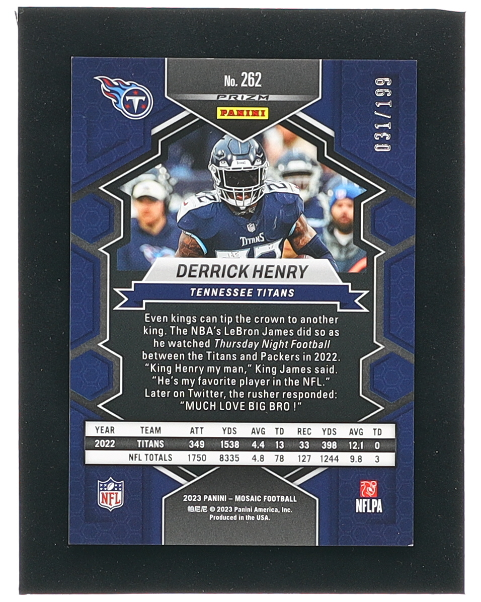 Derrick Henry 2023 Panini Mosaic Mosaic Orange #262 NP #031/199 at PristineAuction.com Derrick Henry 2023 Panini Mosaic Mosaic Orange #262 NP #031/199 at PristineAuction.com