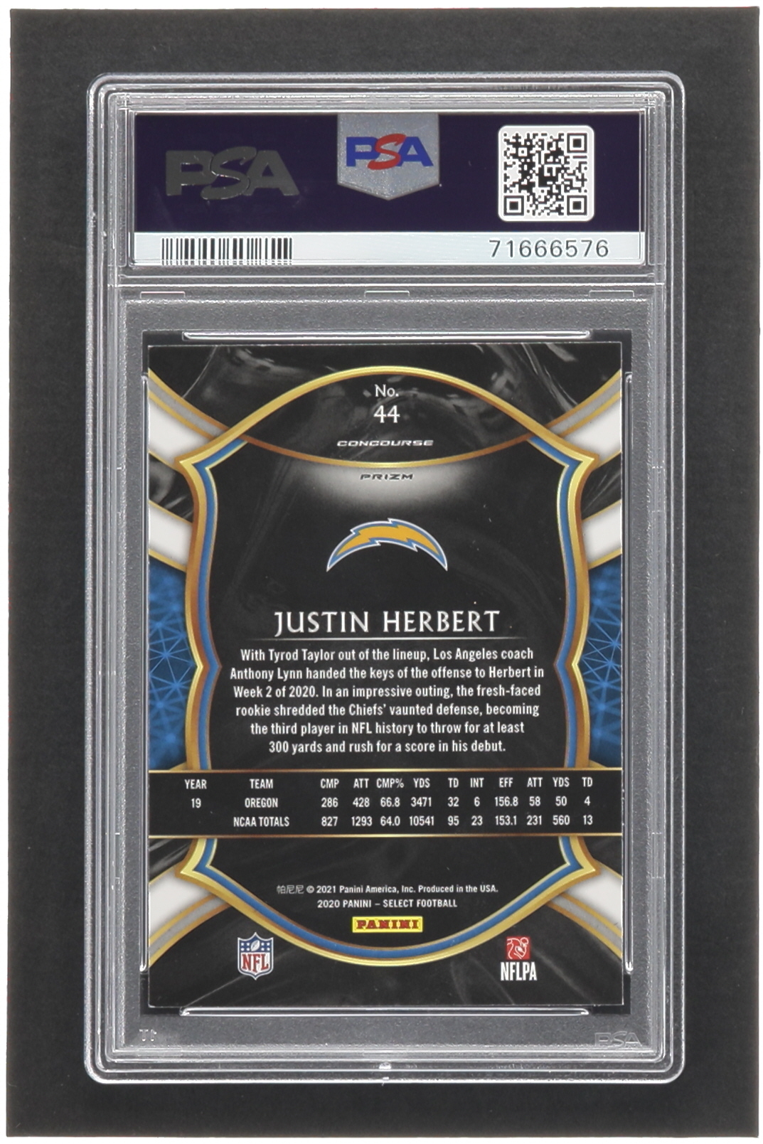 Justin Herbert 2020 Select Prizm Silver #44 RC (PSA 9) at PristineAuction.com Justin Herbert 2020 Select Prizm Silver #44 RC (PSA 9) at PristineAuction.com