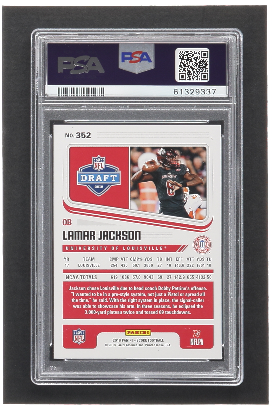 Lamar Jackson 2018 Score #352 RC (PSA 9) at PristineAuction.com Lamar Jackson 2018 Score #352 RC (PSA 9) at PristineAuction.com