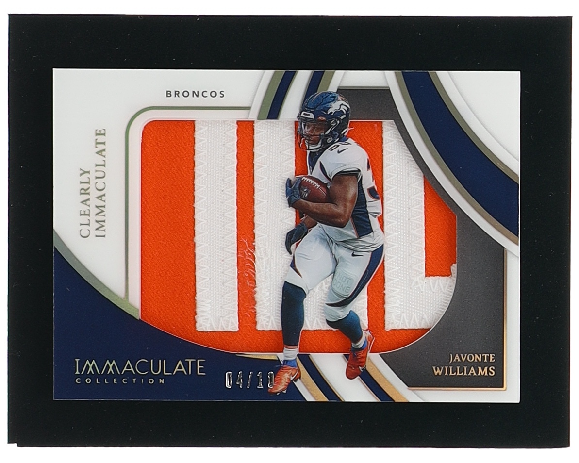 Javonte Williams 2022 Immaculate Collection Clearly Immaculate Jerseys Prime #20 #04/10 at PristineAuction.com Javonte Williams 2022 Immaculate Collection Clearly Immaculate Jerseys Prime #20 #04/10 at PristineAuction.com
