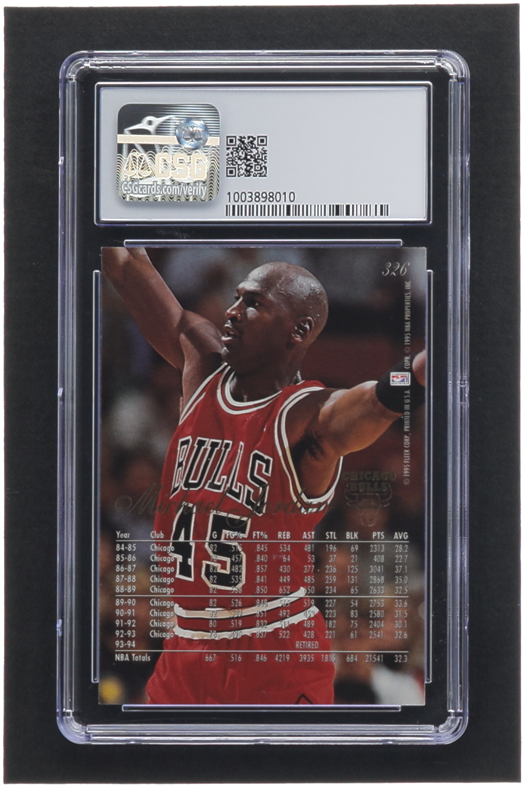 Michael Jordan 1994-95 Flair #326 (CSG 8.5) at PristineAuction.com Michael Jordan 1994-95 Flair #326 (CSG 8.5) at PristineAuction.com