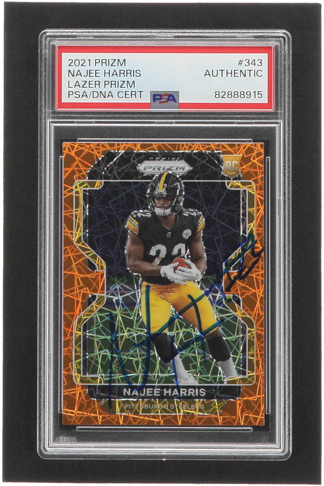 Najee Harris Signed 2021 Panini Prizm Prizms Lazer #343 RC (PSA) at PristineAuction.com Najee Harris Signed 2021 Panini Prizm Prizms Lazer #343 RC (PSA) at PristineAuction.com