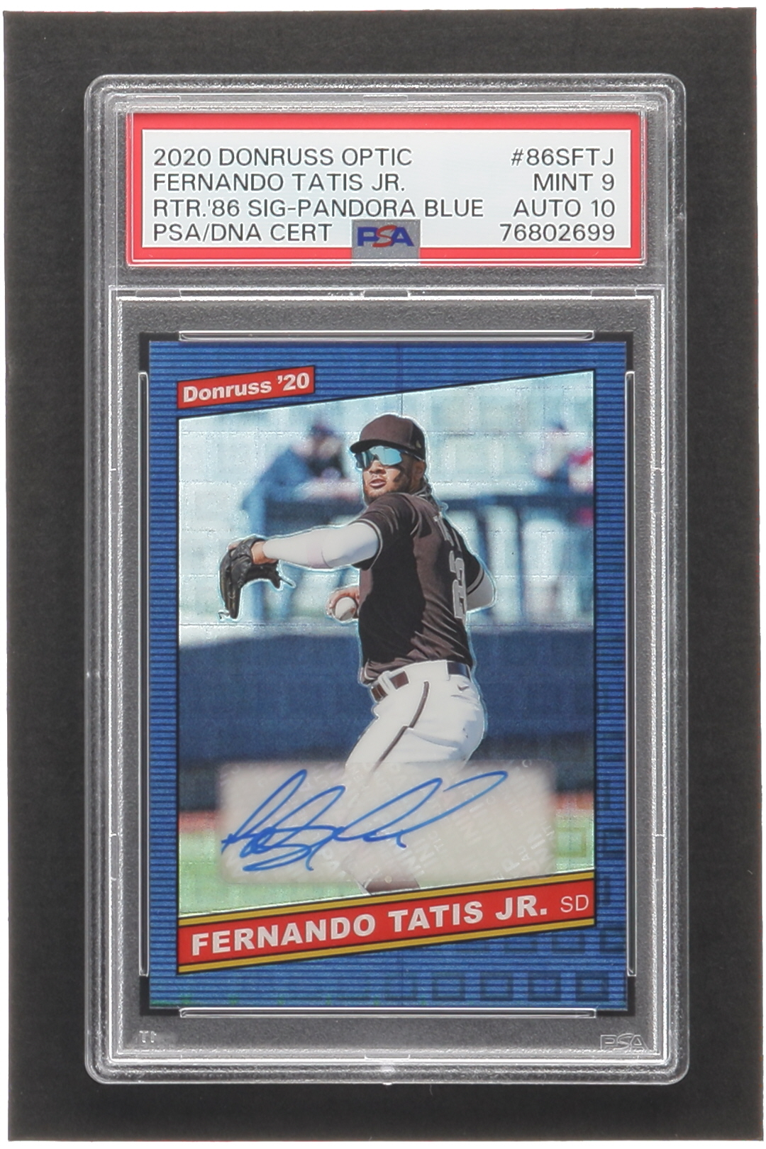 Fernando Tatis Jr. 2020 Donruss Optic Retro '86 Signatures Pandora Blue #18 #5/10 (PSA 9 | Autograph Graded PSA 10) at PristineAuction.com Fernando Tatis Jr. 2020 Donruss Optic Retro '86 Signatures Pandora Blue #18 #5/10 (PSA 9 | Autograph Graded PSA 10) at PristineAuction.com