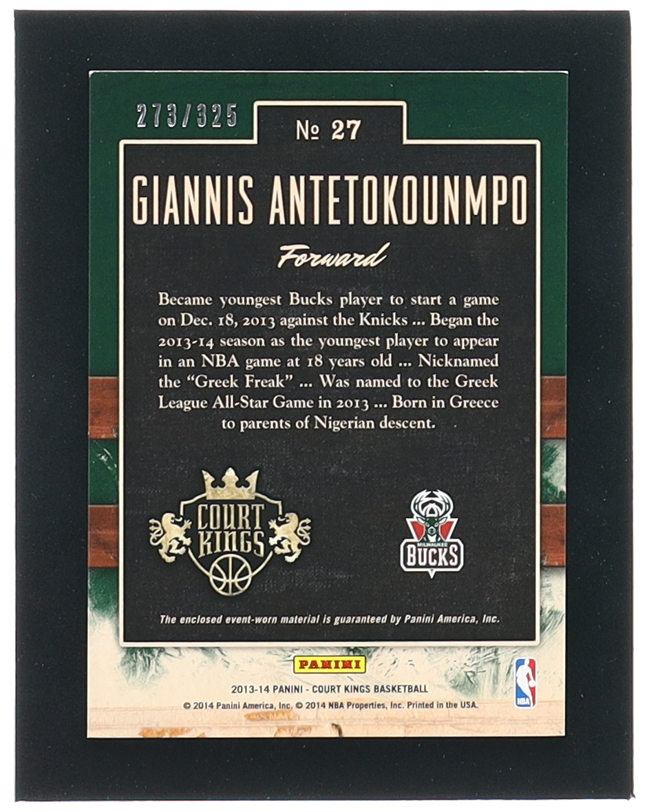 Giannis Antetokounmpo 2013-14 Court Kings Art Nouveau Jerseys #27 RC #273/325 at PristineAuction.com Giannis Antetokounmpo 2013-14 Court Kings Art Nouveau Jerseys #27 RC #273/325 at PristineAuction.com