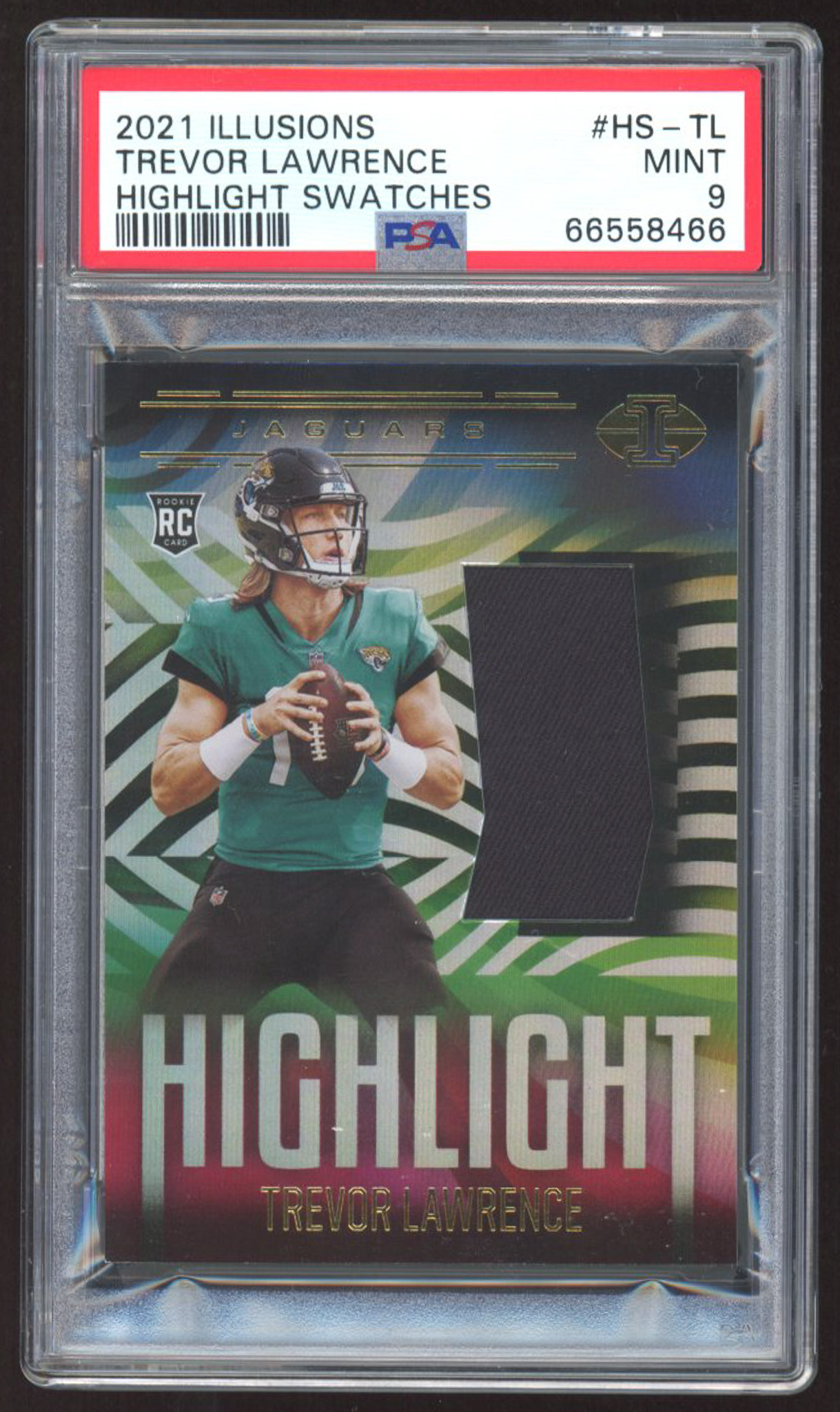 Trevor Lawrence 2021 Panini Illusions Highlight Swatches #6 RC (PSA 9) at PristineAuction.com Trevor Lawrence 2021 Panini Illusions Highlight Swatches #6 RC (PSA 9) at PristineAuction.com
