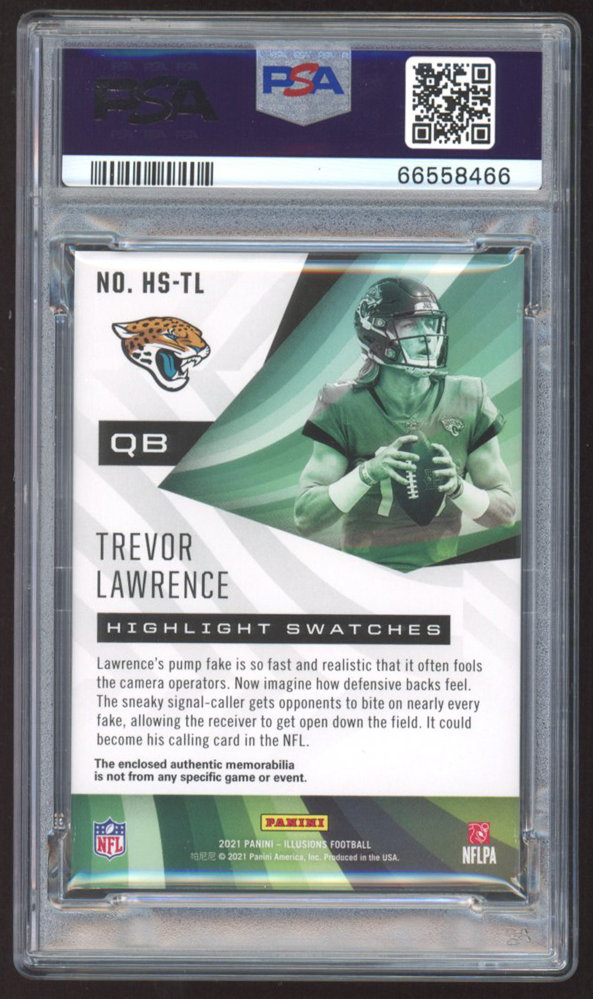 Trevor Lawrence 2021 Panini Illusions Highlight Swatches #6 RC (PSA 9) at PristineAuction.com Trevor Lawrence 2021 Panini Illusions Highlight Swatches #6 RC (PSA 9) at PristineAuction.com