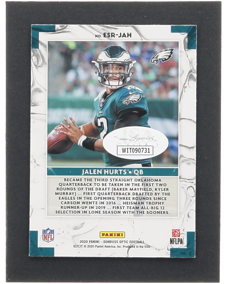 Jalen Hurts Signed 2020 Donruss Optic The Elite Series Rookies #14 RC (JSA) at PristineAuction.com Jalen Hurts Signed 2020 Donruss Optic The Elite Series Rookies #14 RC (JSA) at PristineAuction.com