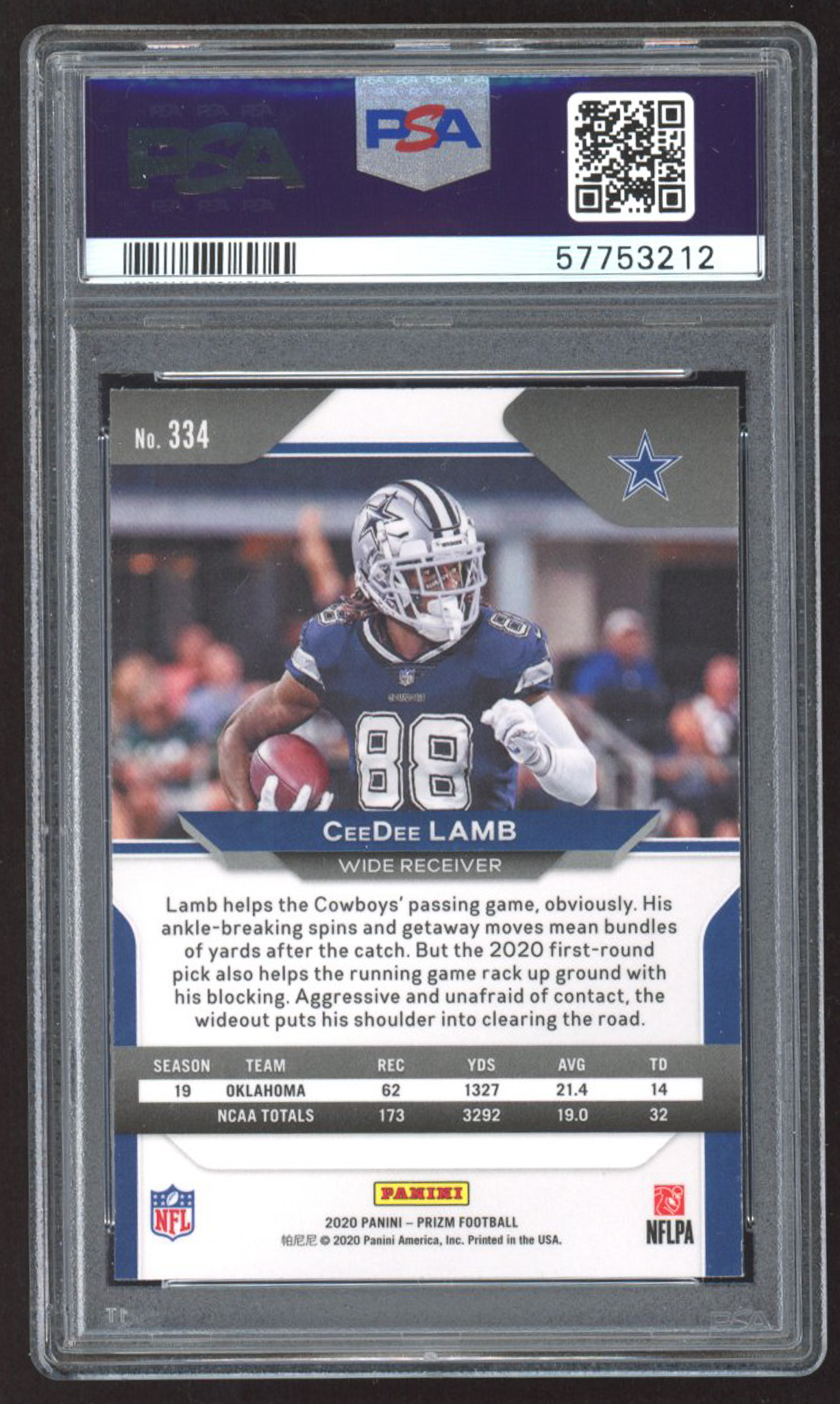 CeeDee Lamb 2020 Panini Prizm #334A RC (PSA 10) at PristineAuction.com CeeDee Lamb 2020 Panini Prizm #334A RC (PSA 10) at PristineAuction.com