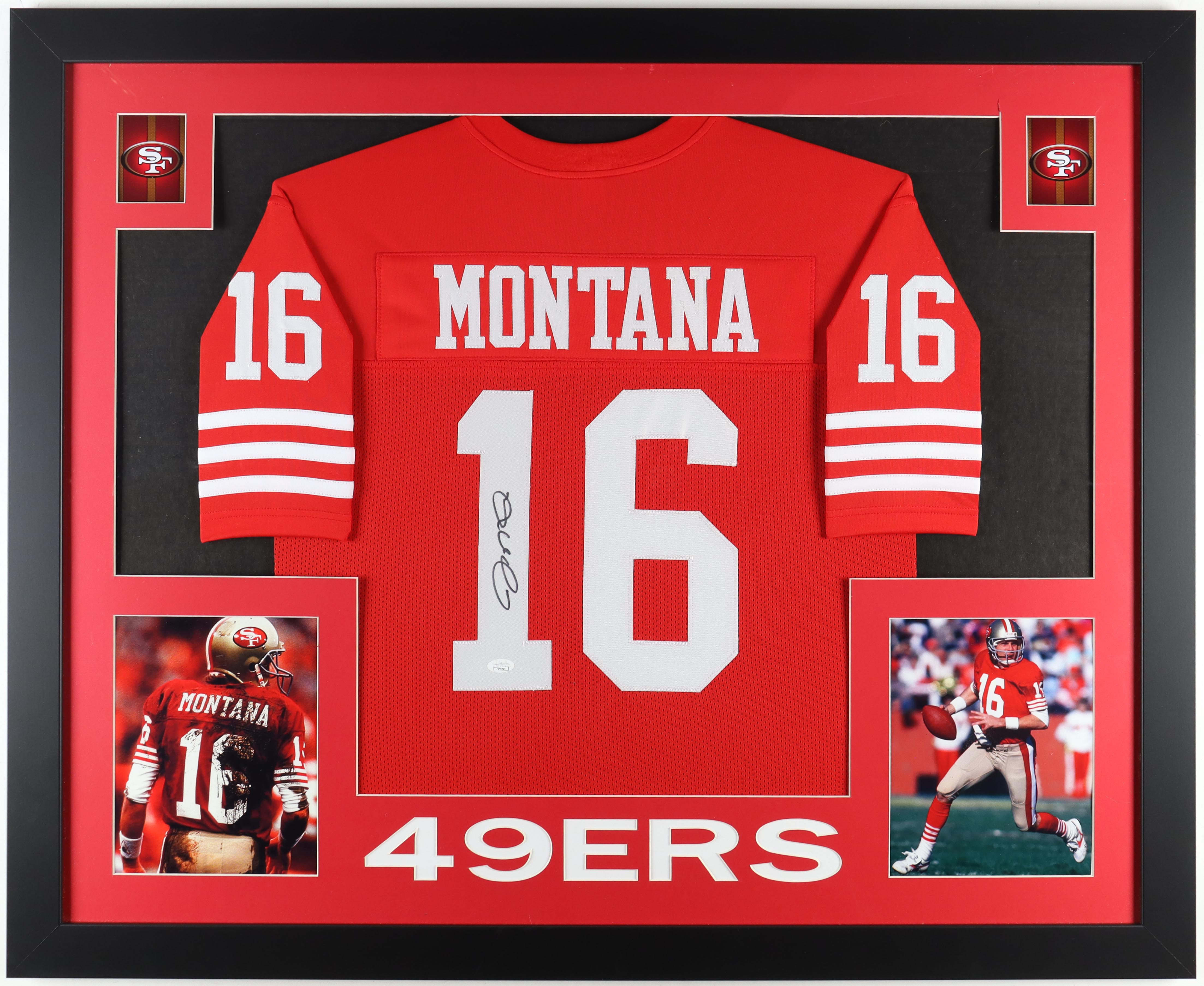 Joe Montana Signed Custom Framed Jersey Display (JSA) at PristineAuction.com Joe Montana Signed Custom Framed Jersey Display (JSA) at PristineAuction.com
