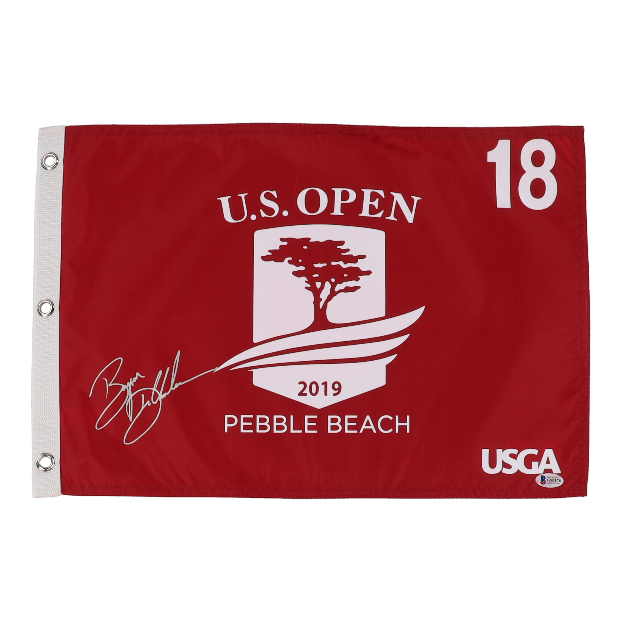 Bryson Dechambeau Signed 2019 U.S. Open Golf Pin Flag (Beckett) at PristineAuction.com Bryson Dechambeau Signed 2019 U.S. Open Golf Pin Flag (Beckett) at PristineAuction.com