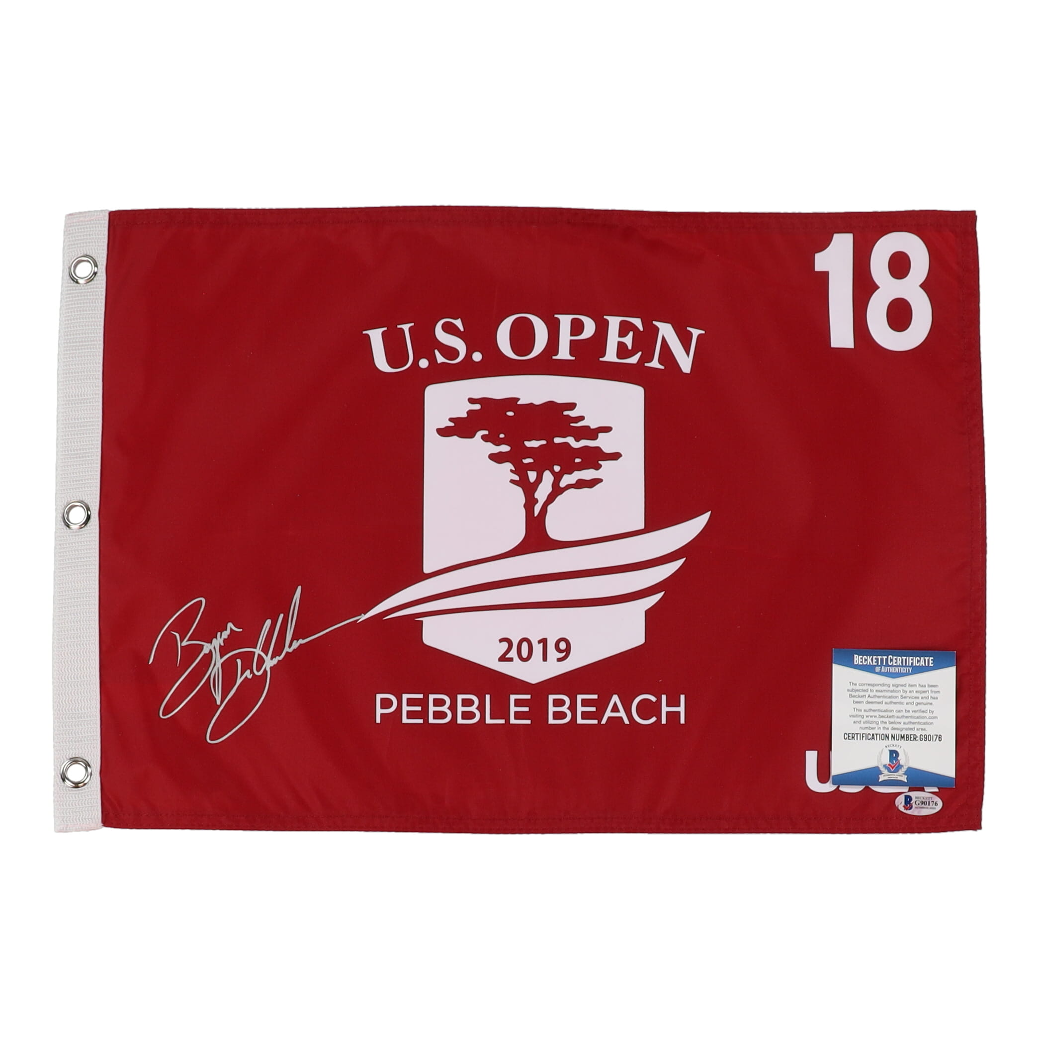 Bryson Dechambeau Signed 2019 U.S. Open Golf Pin Flag (Beckett) at PristineAuction.com Bryson Dechambeau Signed 2019 U.S. Open Golf Pin Flag (Beckett) at PristineAuction.com