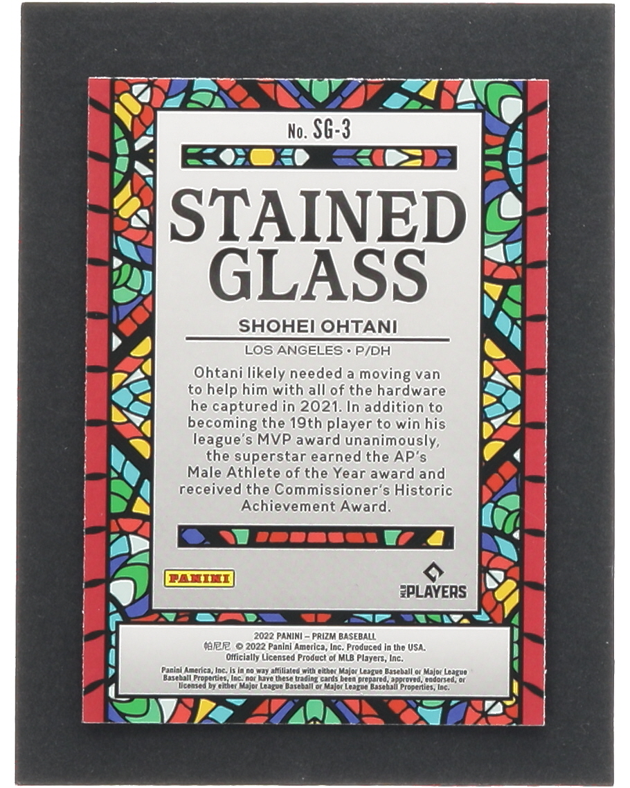 Shohei Ohtani 2022 Panini Prizm Stained Glass #3 at PristineAuction.com Shohei Ohtani 2022 Panini Prizm Stained Glass #3 at PristineAuction.com