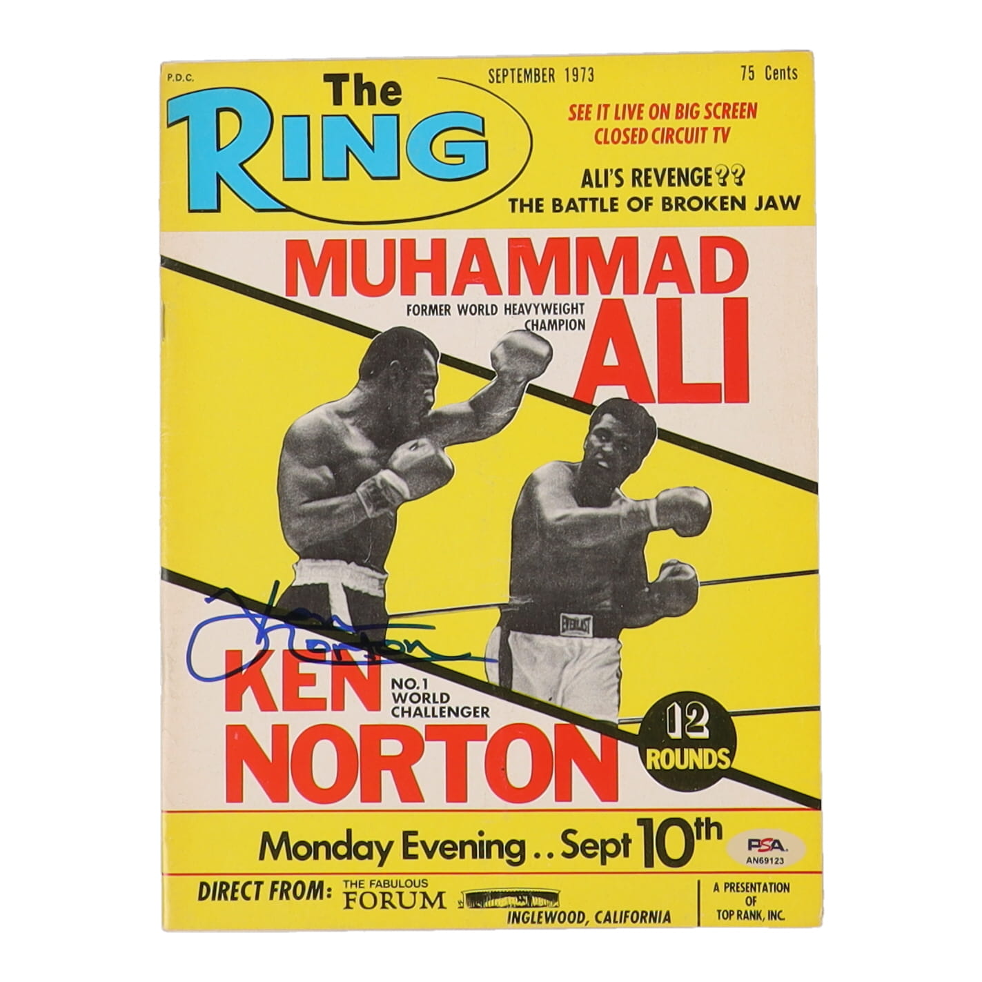 Ken Norton Signed 1973 The Ring Full Magazine with Ali Cover (PSA) at PristineAuction.com Ken Norton Signed 1973 The Ring Full Magazine with Ali Cover (PSA) at PristineAuction.com