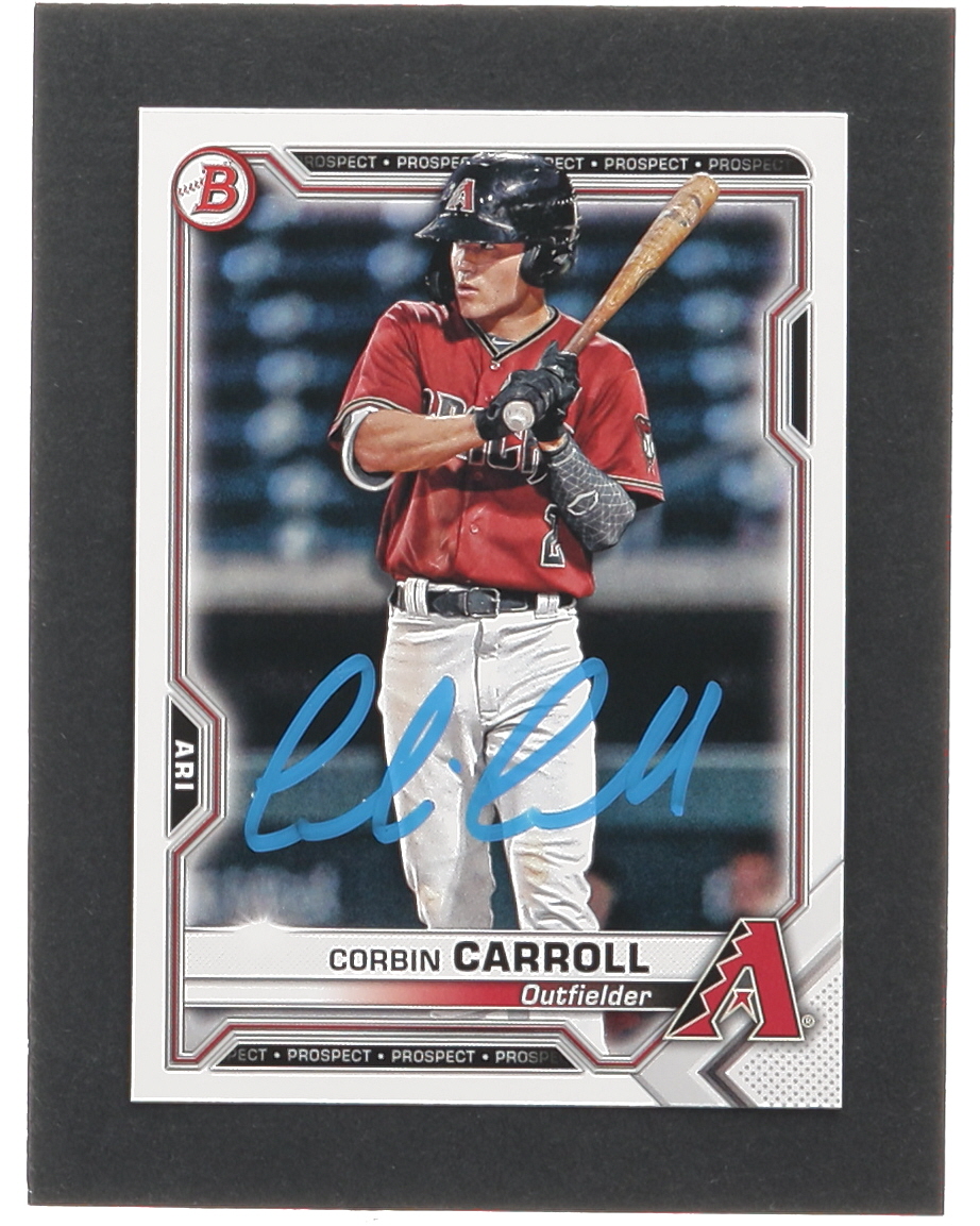 Corbin Carroll Signed 2021 Bowman Prospects #BP142 (Beckett) at PristineAuction.com Corbin Carroll Signed 2021 Bowman Prospects #BP142 (Beckett) at PristineAuction.com