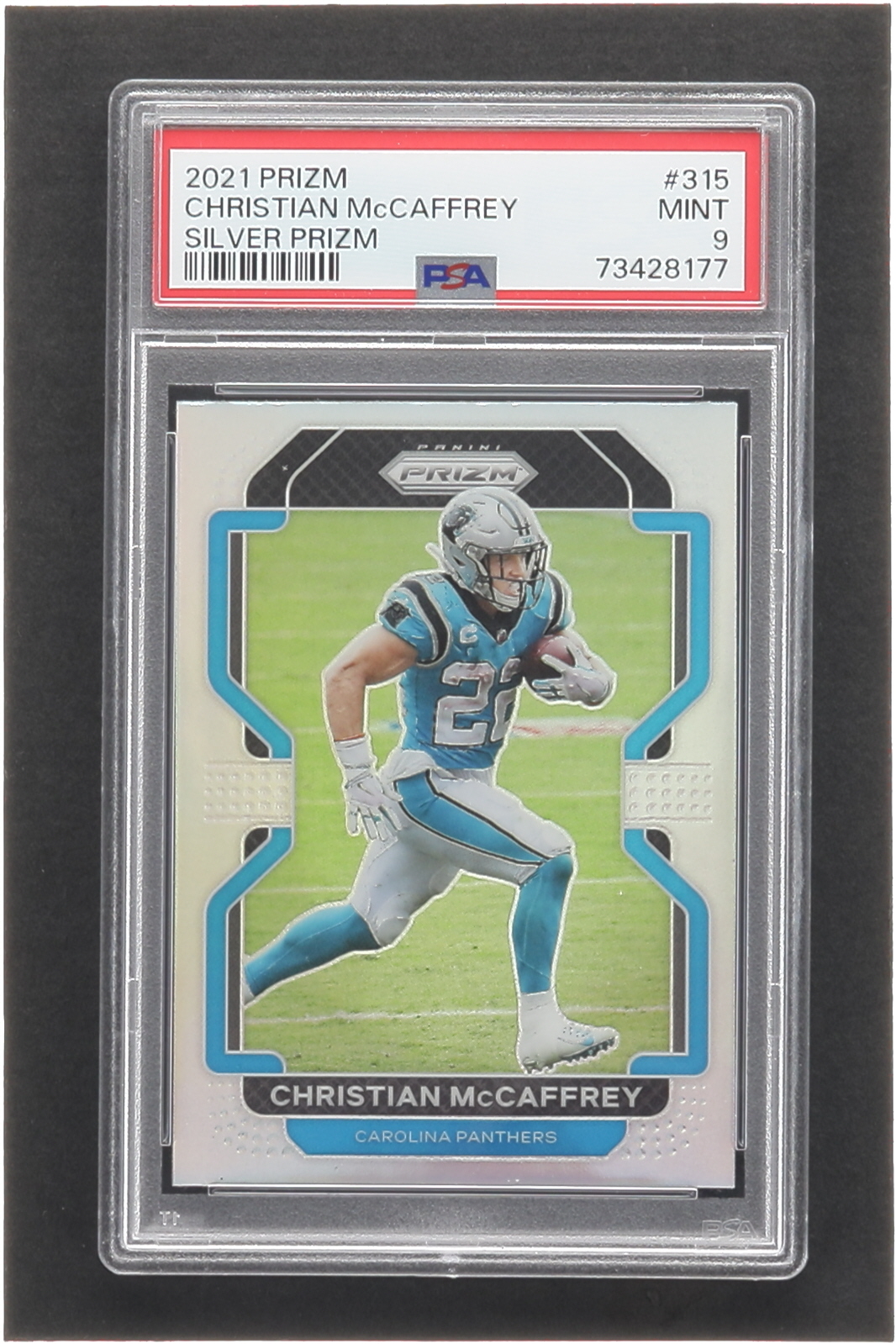 Christian McCaffrey 2021 Panini Prizm Prizms Silver #315 (PSA 9