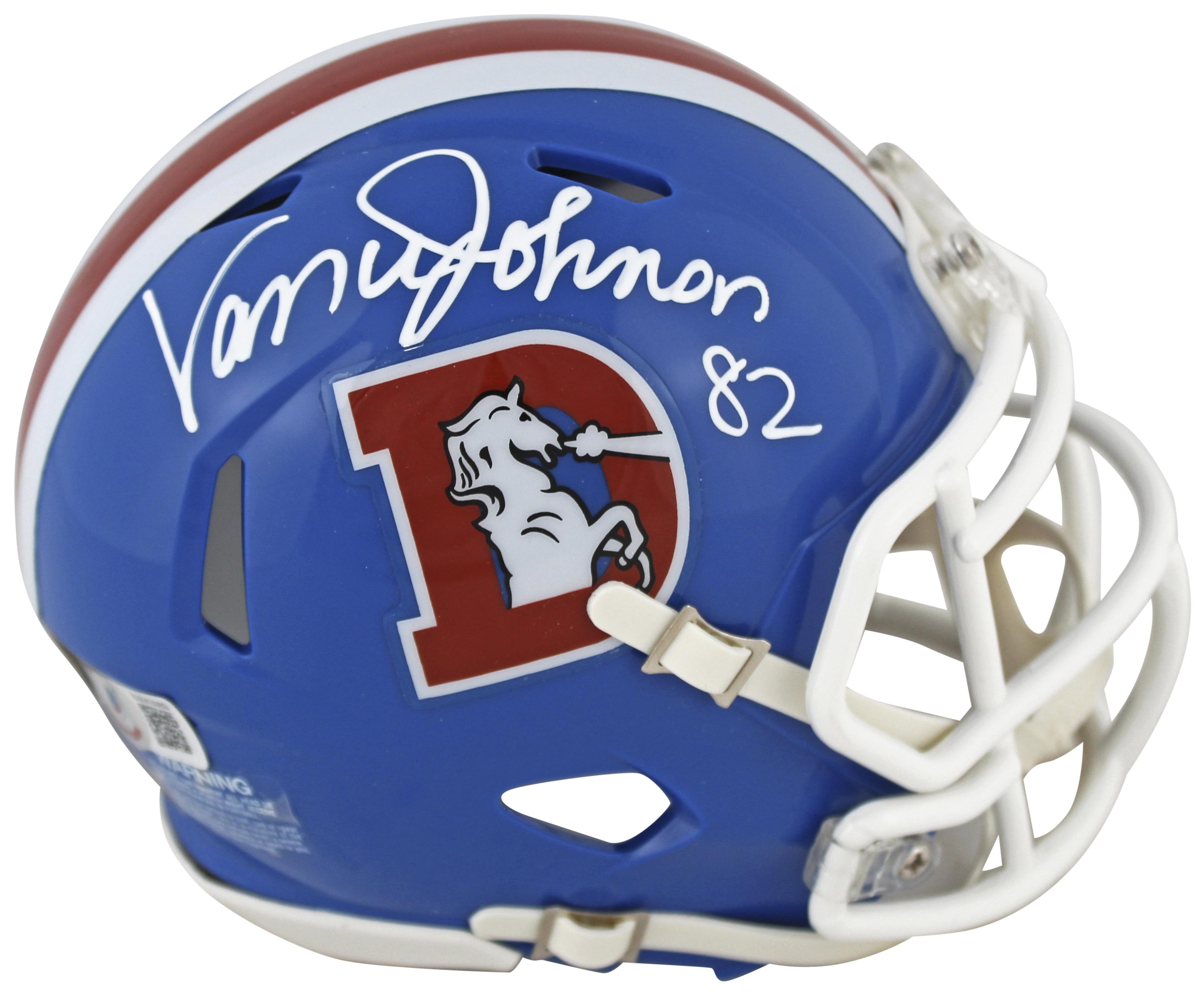 Vance Johnson Signed Broncos Throwback Speed Mini Helmet (Beckett) at PristineAuction.com Vance Johnson Signed Broncos Throwback Speed Mini Helmet (Beckett) at PristineAuction.com
