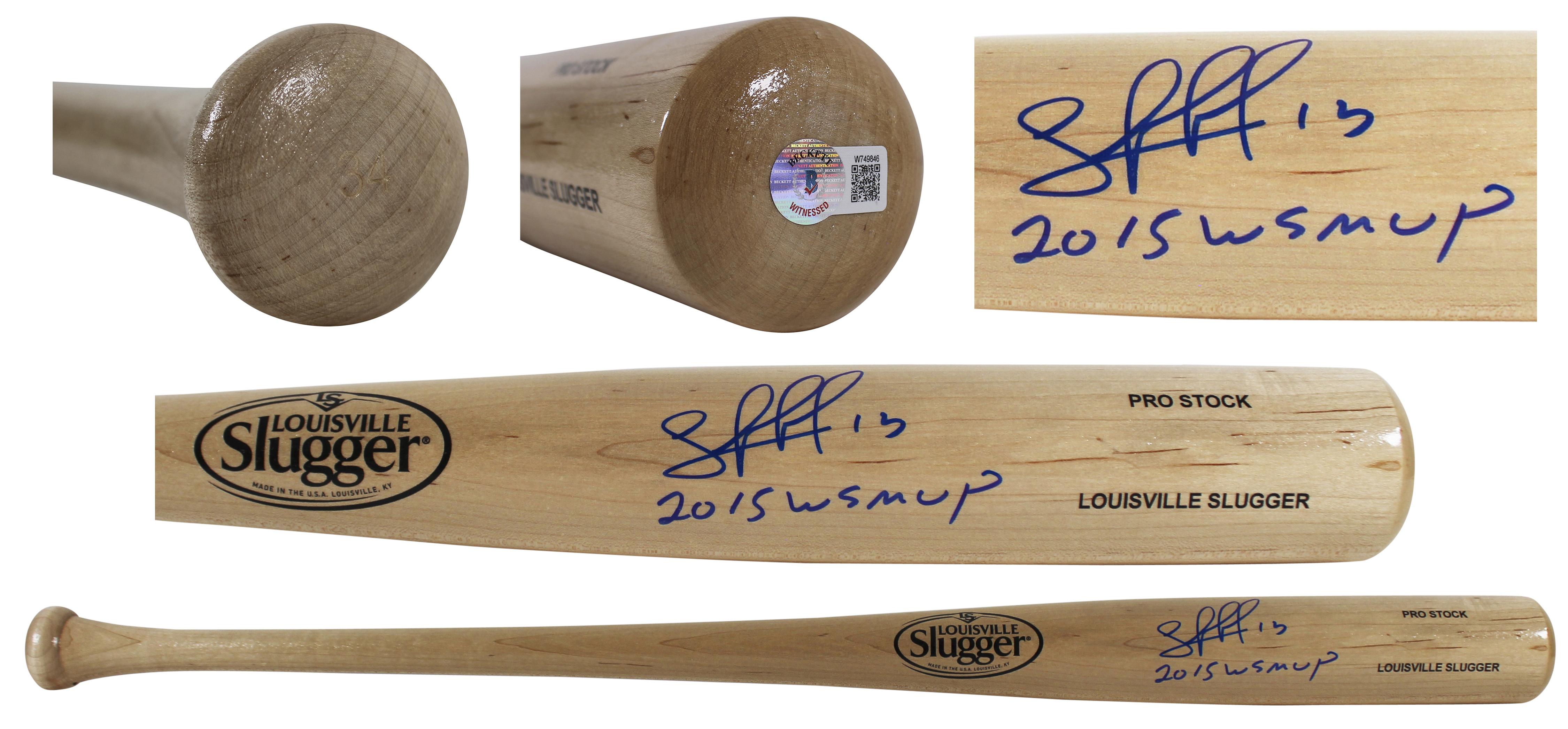 Salvador Perez Signed Louisville Slugger Baseball Bat Inscribed "2015 WS MVP" (Beckett) at PristineAuction.com Salvador Perez Signed Louisville Slugger Baseball Bat Inscribed "2015 WS MVP" (Beckett) at PristineAuction.com