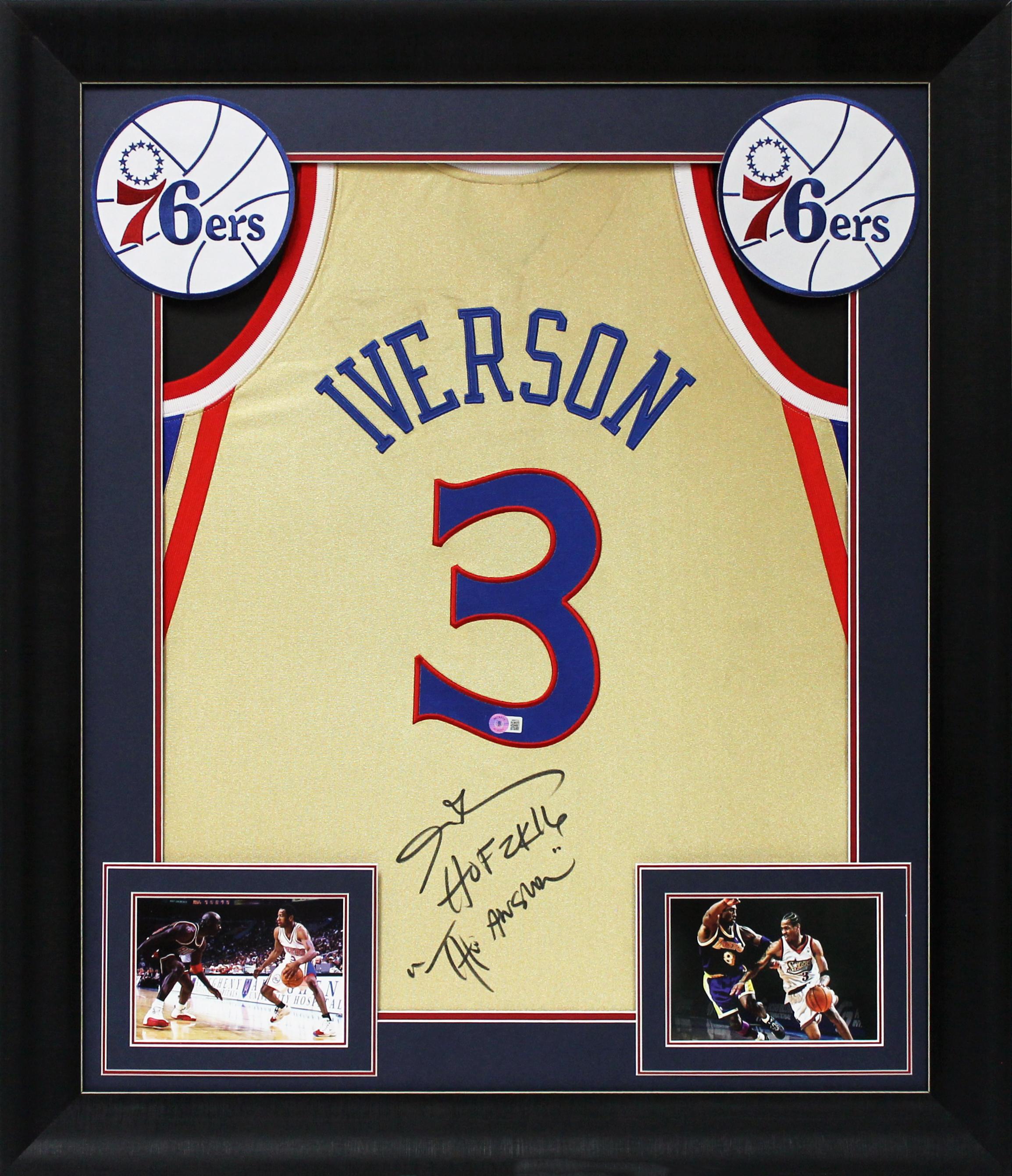 Allen Iverson Signed 76ers Custom Framed Jersey Display Inscribed "The Answer" & "HOF 2K16" (Beckett) at PristineAuction.com Allen Iverson Signed 76ers Custom Framed Jersey Display Inscribed "The Answer" & "HOF 2K16" (Beckett) at PristineAuction.com
