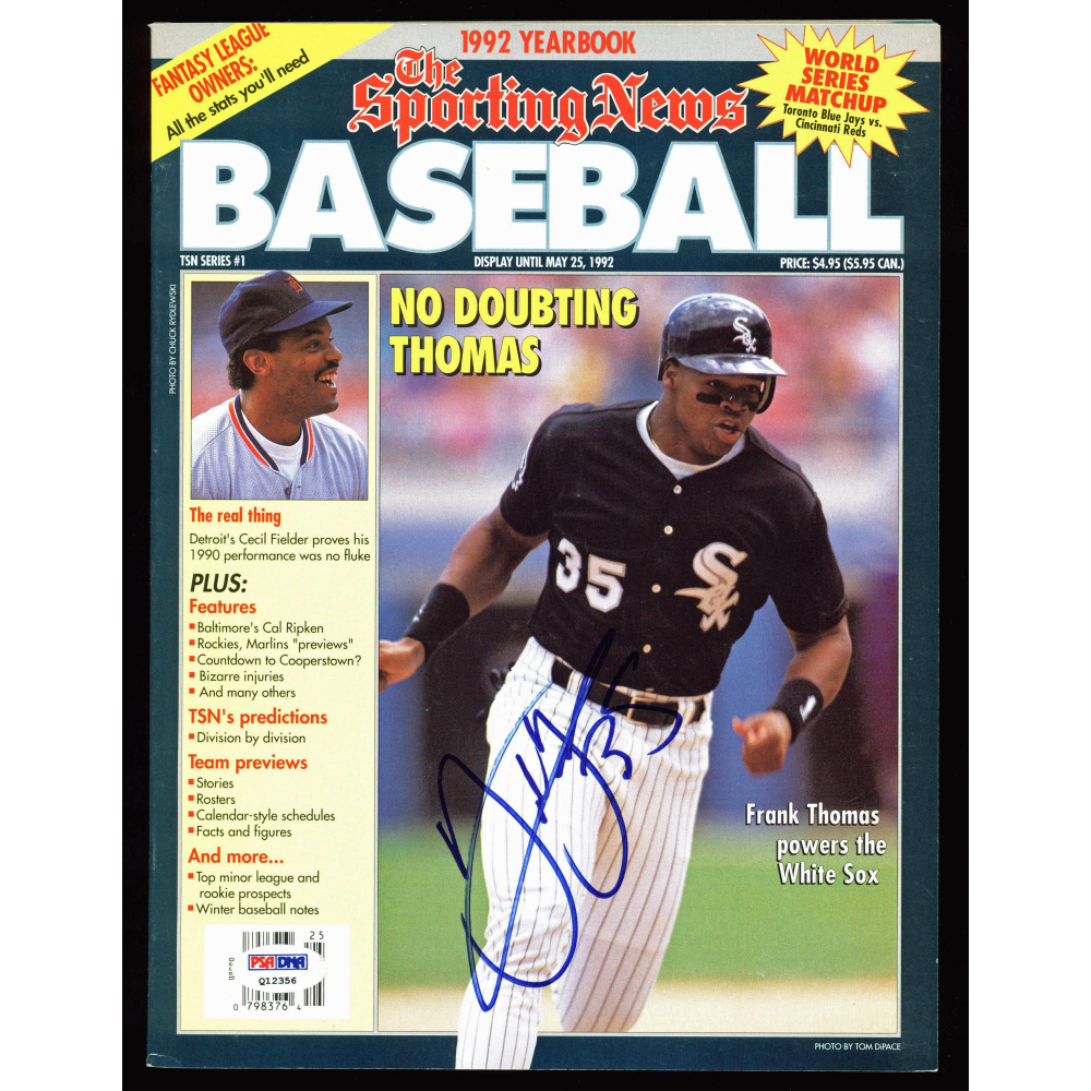 Frank thomas signed the sporting news magazine psa pristine auction