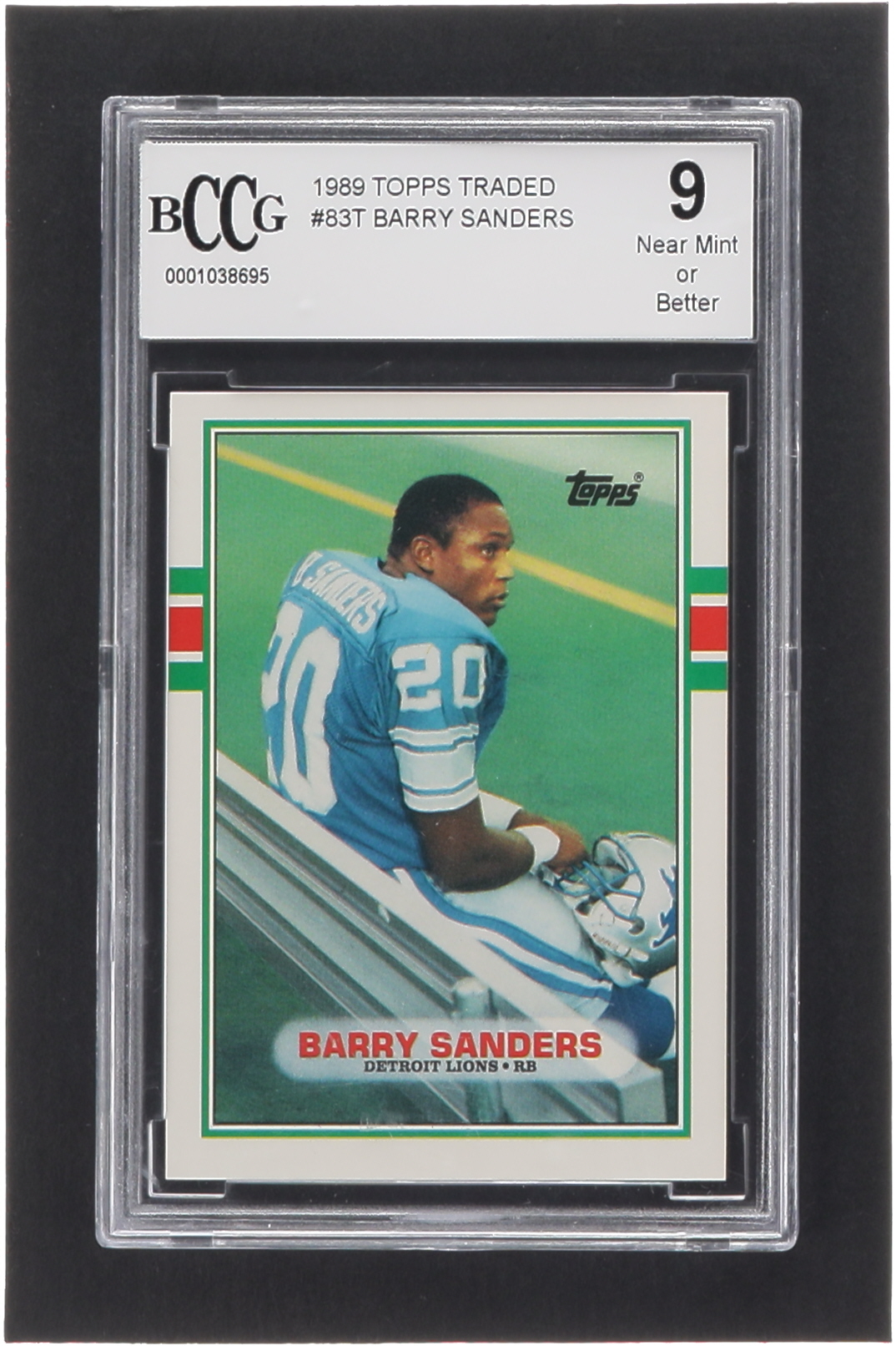 Barry Sanders 1989 Topps Traded #83T RC (BCCG 9) at PristineAuction.com Barry Sanders 1989 Topps Traded #83T RC (BCCG 9) at PristineAuction.com