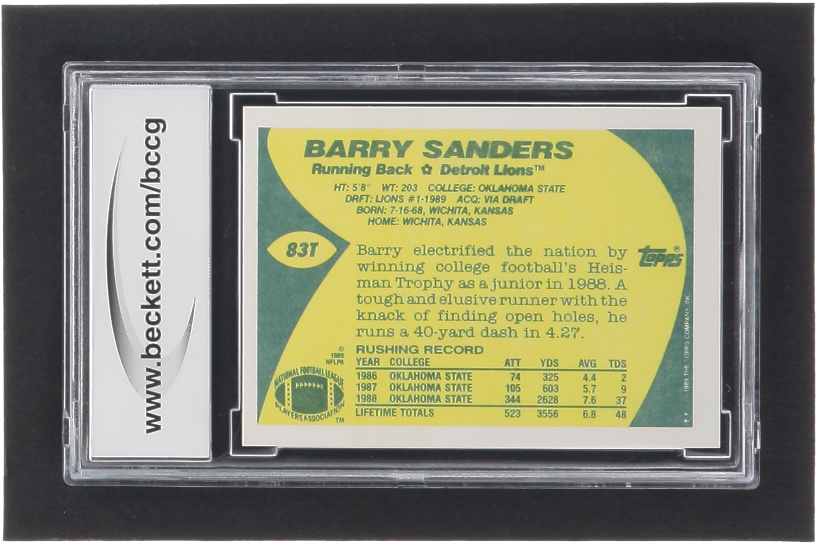 Barry Sanders 1989 Topps Traded #83T RC (BCCG 9) at PristineAuction.com Barry Sanders 1989 Topps Traded #83T RC (BCCG 9) at PristineAuction.com