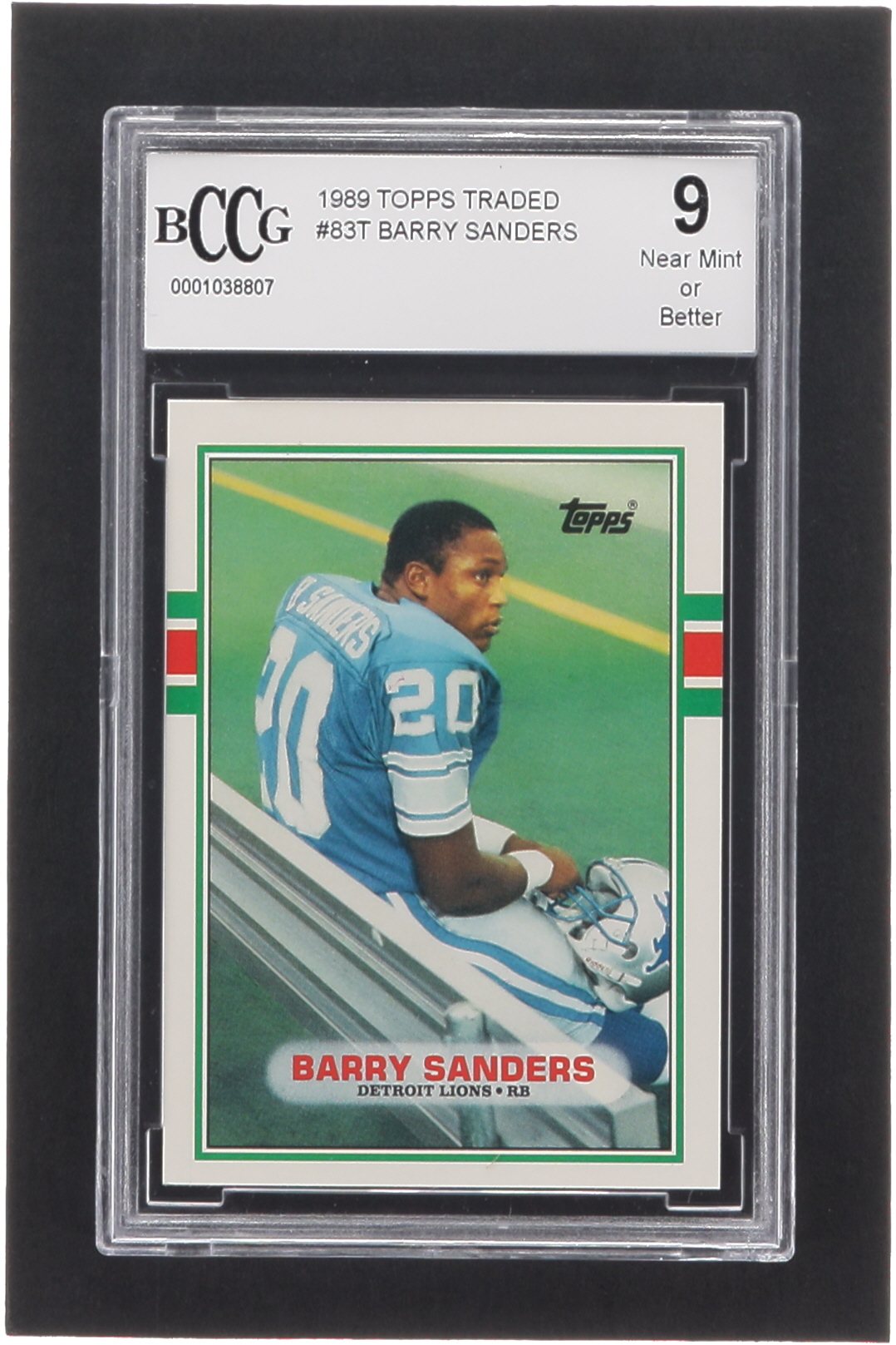 Barry Sanders 1989 Topps Traded #83T RC (BCCG 9) at PristineAuction.com Barry Sanders 1989 Topps Traded #83T RC (BCCG 9) at PristineAuction.com