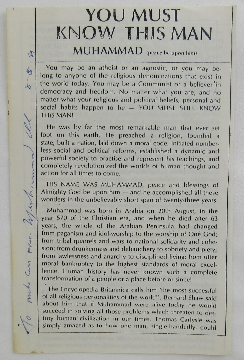Muhammad Ali Signed Pamphlet Inscribed 
