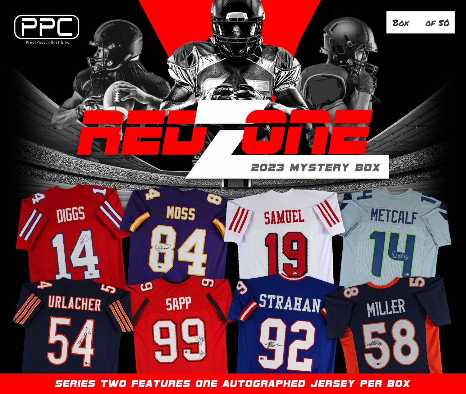 Press Pass Collectibles 2023 RedZone Football Jersey Mystery Box - Series 2 (Limited to 50) at PristineAuction.com Press Pass Collectibles 2023 RedZone Football Jersey Mystery Box - Series 2 (Limited to 50) at PristineAuction.com