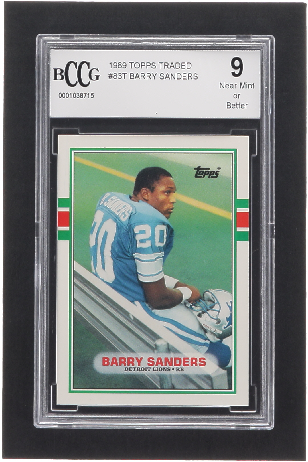 Barry Sanders 1989 Topps Traded #83T RC (BCCG 9) at PristineAuction.com Barry Sanders 1989 Topps Traded #83T RC (BCCG 9) at PristineAuction.com