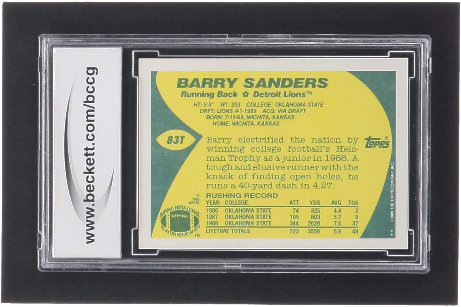 Barry Sanders 1989 Topps Traded #83T RC (BCCG 9) at PristineAuction.com Barry Sanders 1989 Topps Traded #83T RC (BCCG 9) at PristineAuction.com