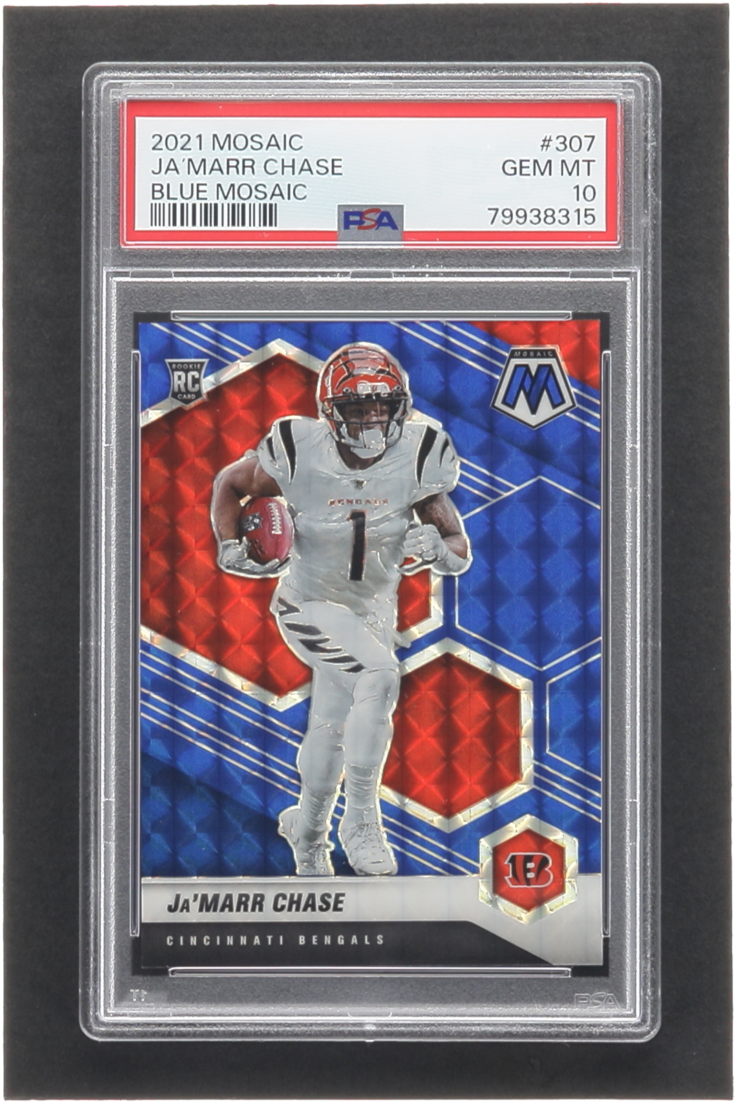 Ja'Marr Chase 2021 Panini Mosaic Mosaic Blue #307 #62/99 RC (PSA 10) at PristineAuction.com Ja'Marr Chase 2021 Panini Mosaic Mosaic Blue #307 #62/99 RC (PSA 10) at PristineAuction.com