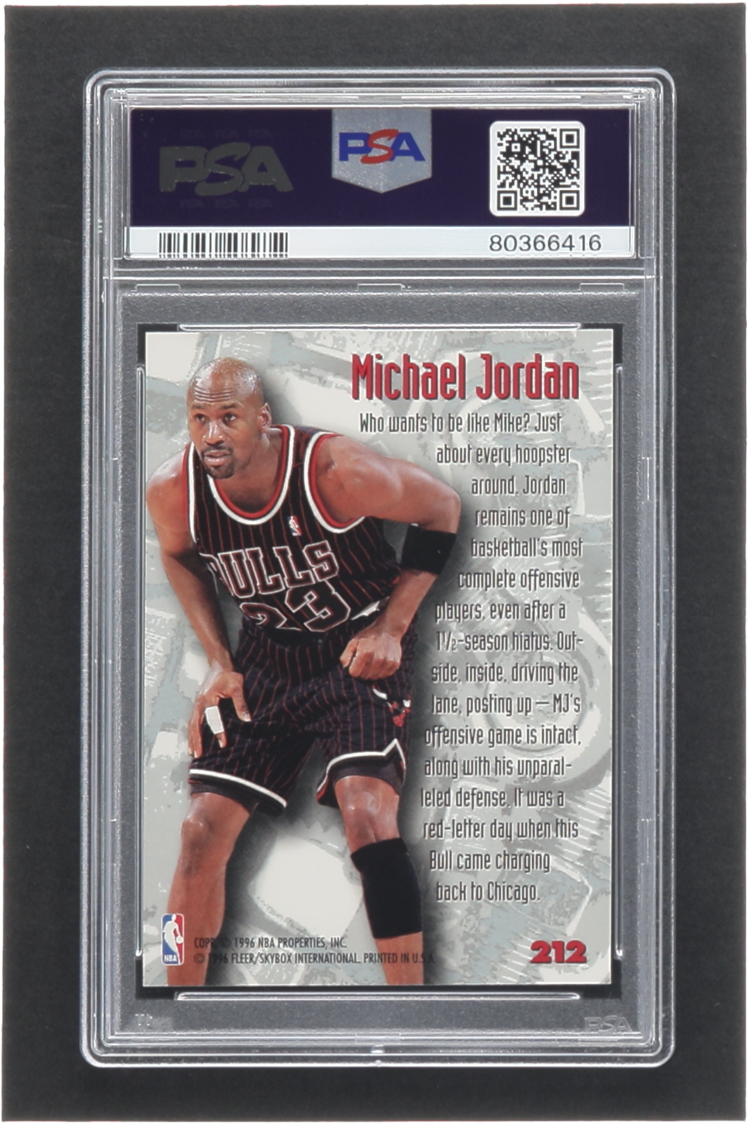 Michael Jordan 1995-96 Metal #212 NB (PSA 9) at PristineAuction.com Michael Jordan 1995-96 Metal #212 NB (PSA 9) at PristineAuction.com
