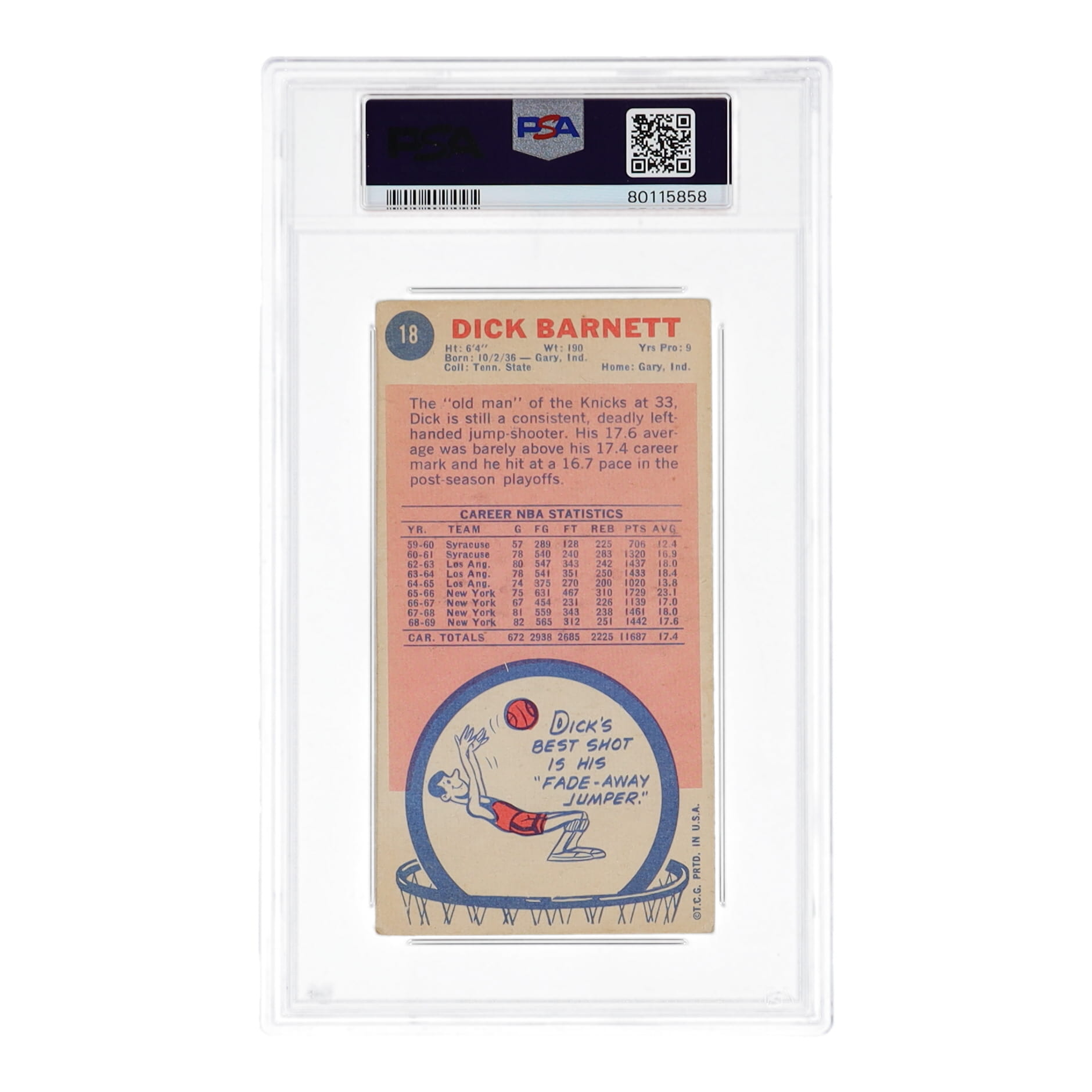 Dick Barnett Signed 1969-70 Topps #18 RC (PSA | Auto Grade 10) at PristineAuction.com Dick Barnett Signed 1969-70 Topps #18 RC (PSA | Auto Grade 10) at PristineAuction.com